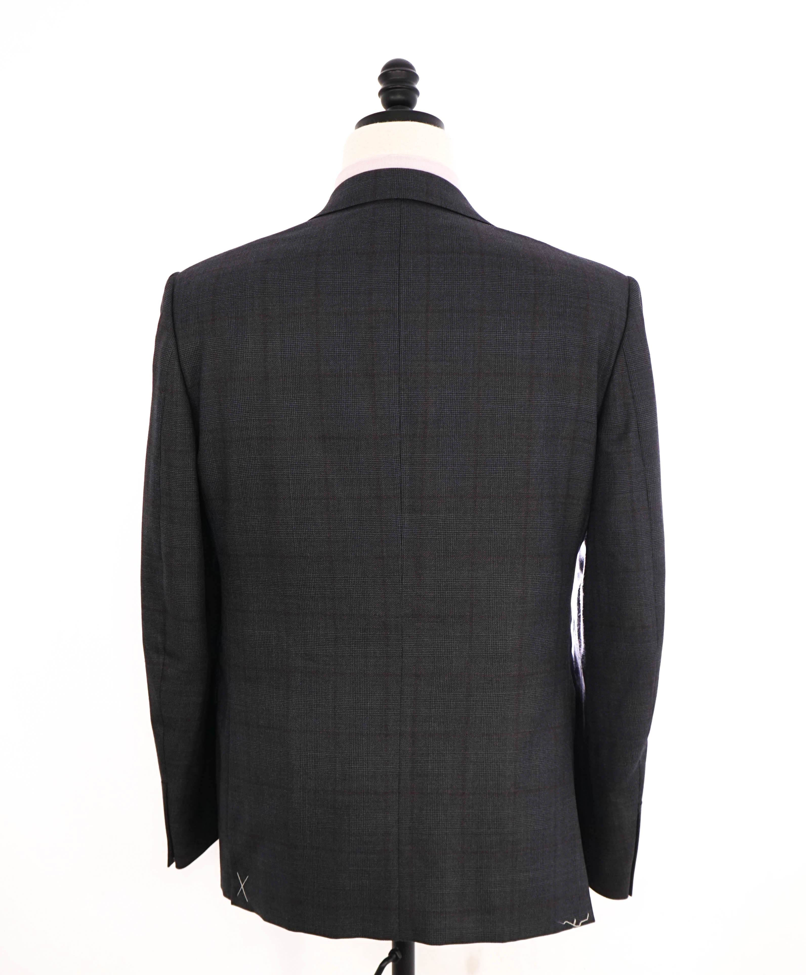 $3,995 ERMENEGILDO ZEGNA -"TROFEO 600" Prince of Wales Check Gray/Red Suit - 40S