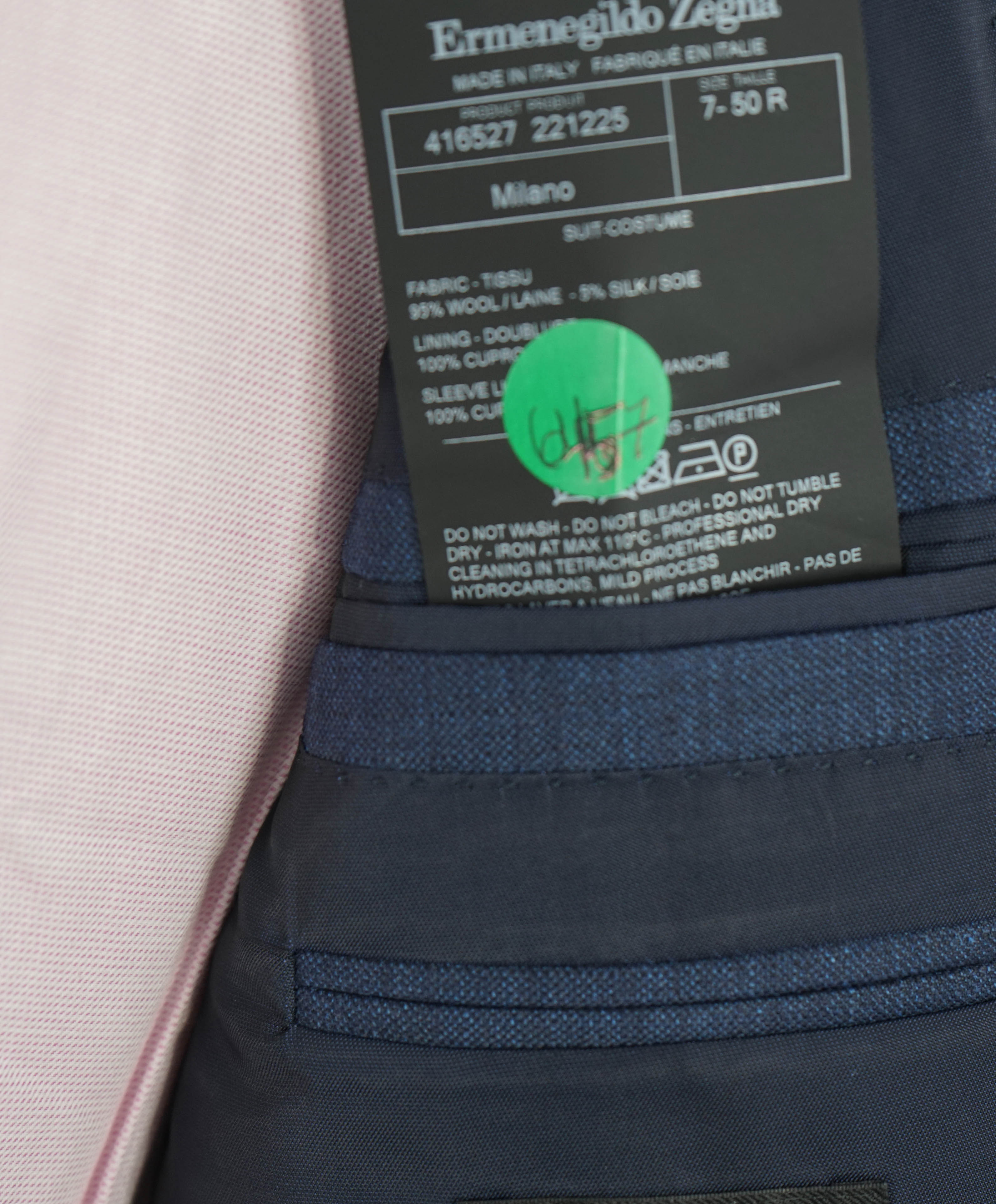 $3,295 ERMENEGILDO ZEGNA -“ACHILLFARM" SILK BLUE Subtle Check Blazer - 40R