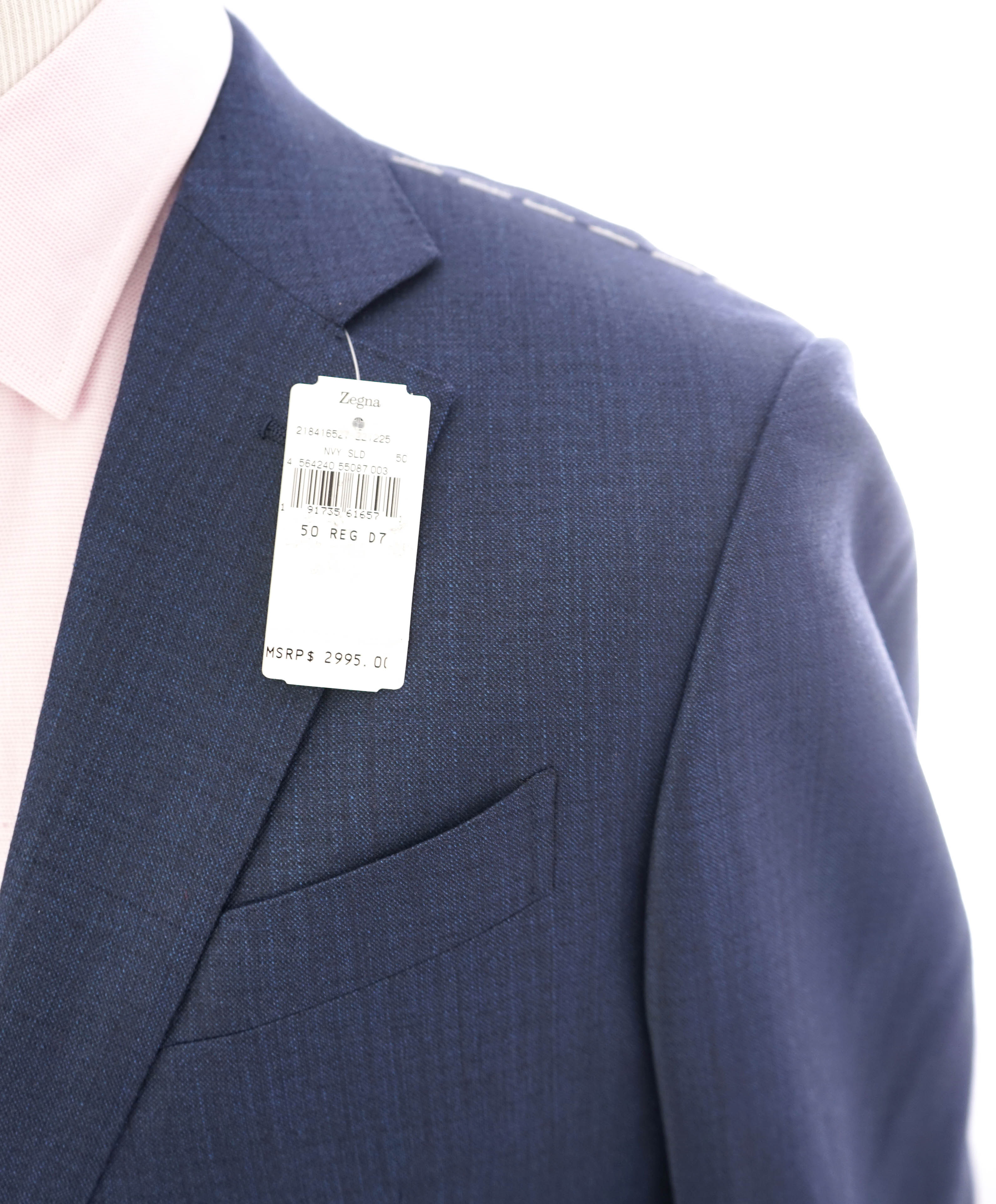 $3,295 ERMENEGILDO ZEGNA -“ACHILLFARM" SILK BLUE Subtle Check Blazer - 40R