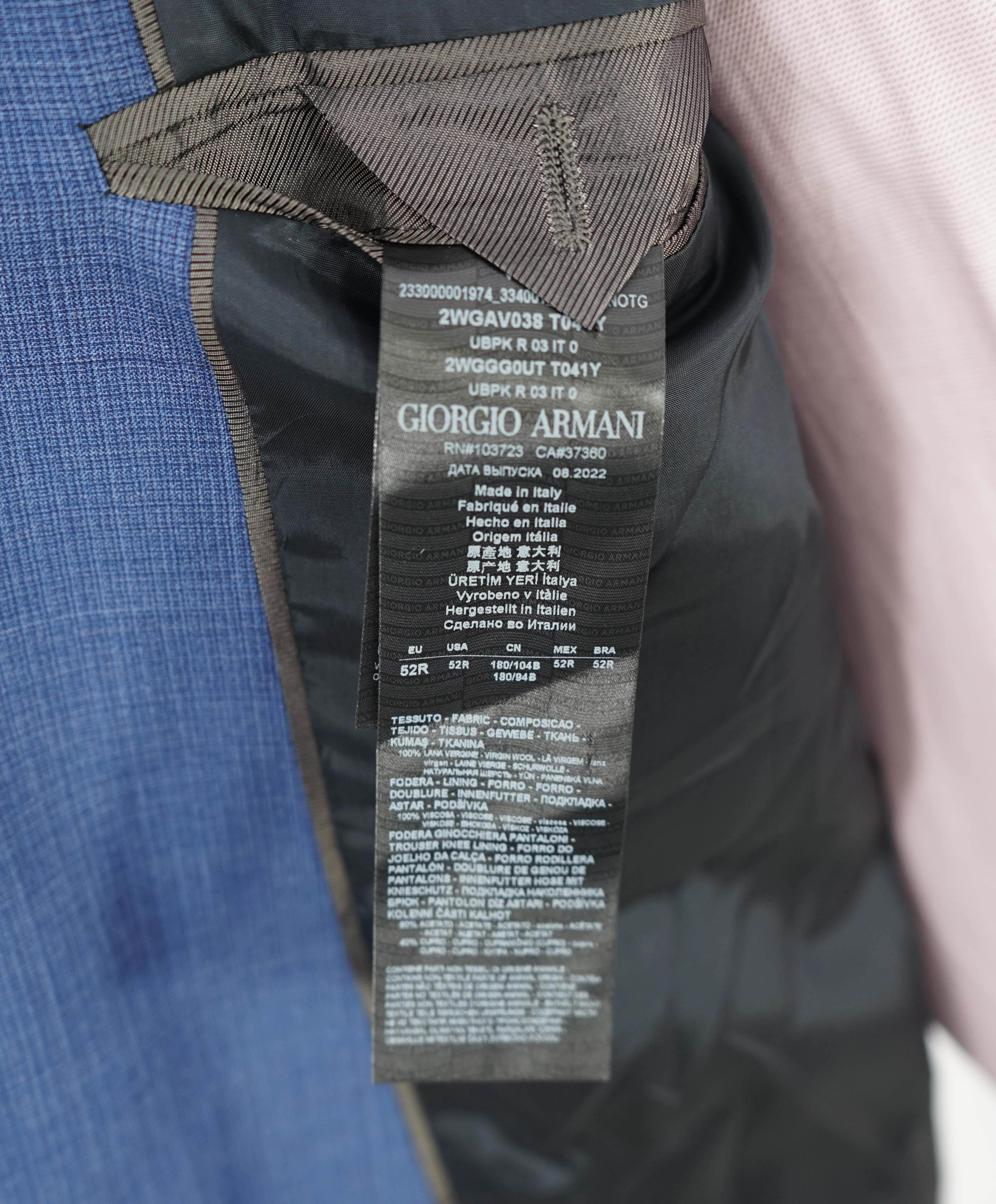 $3,795 GIORGIO ARMANI - "SOFT" Blue Notch Lapel SUPER 150's Suit - 42R