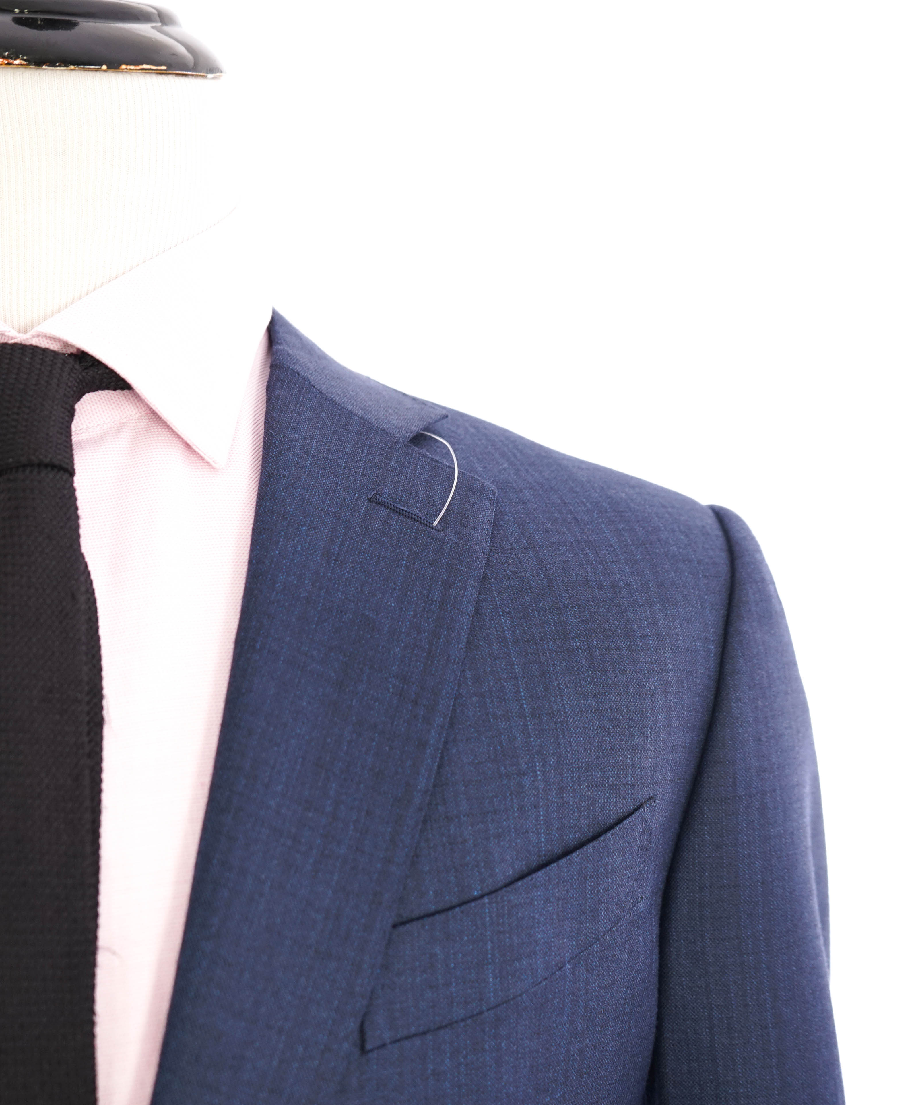 $3,295 ERMENEGILDO ZEGNA -“ACHILLFARM" SILK BLUE Subtle Check Blazer - 44L