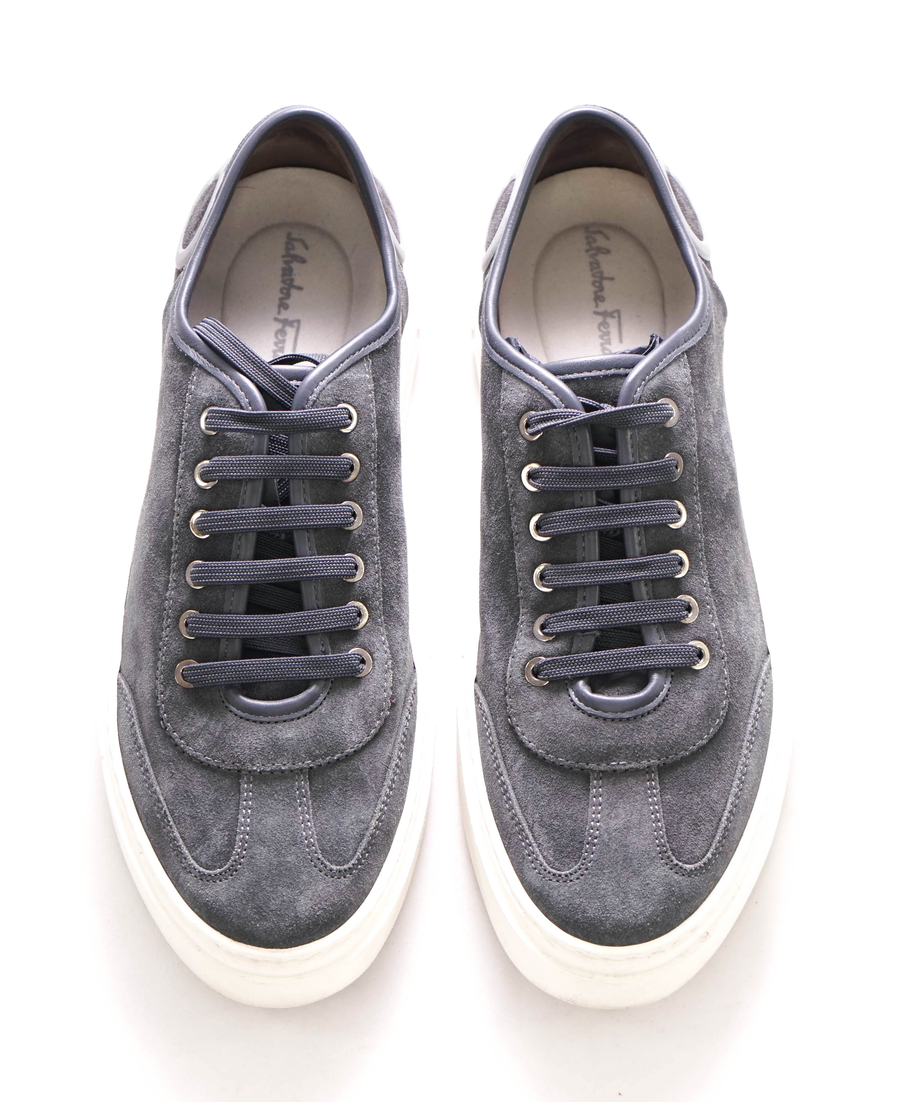 $750 SALVATORE FERRAGAMO - Gray Gancini Logo Sneaker - 8M US