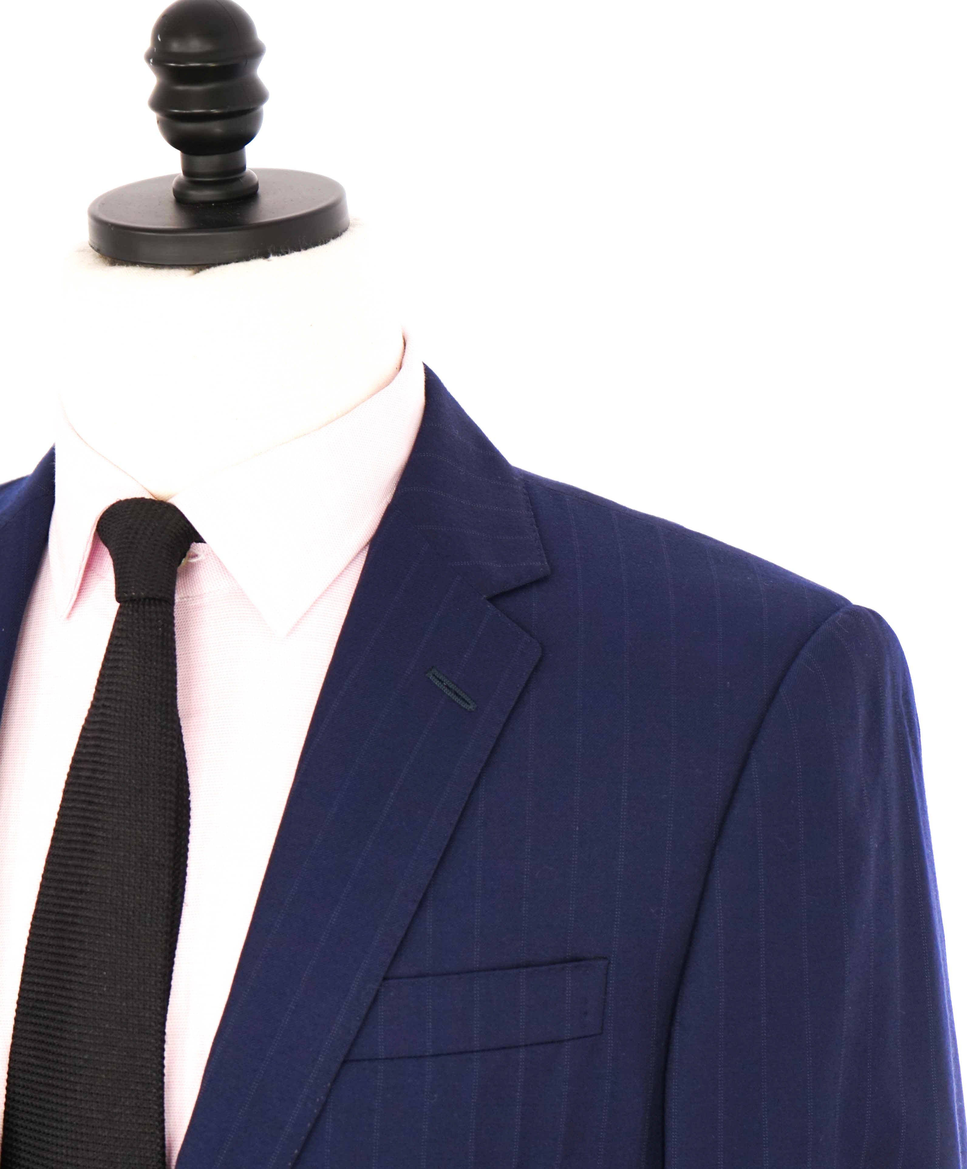 $3,495 RALPH LAUREN PURPLE LABEL - Blue Tonal Chalk Stripe Suit - 38R