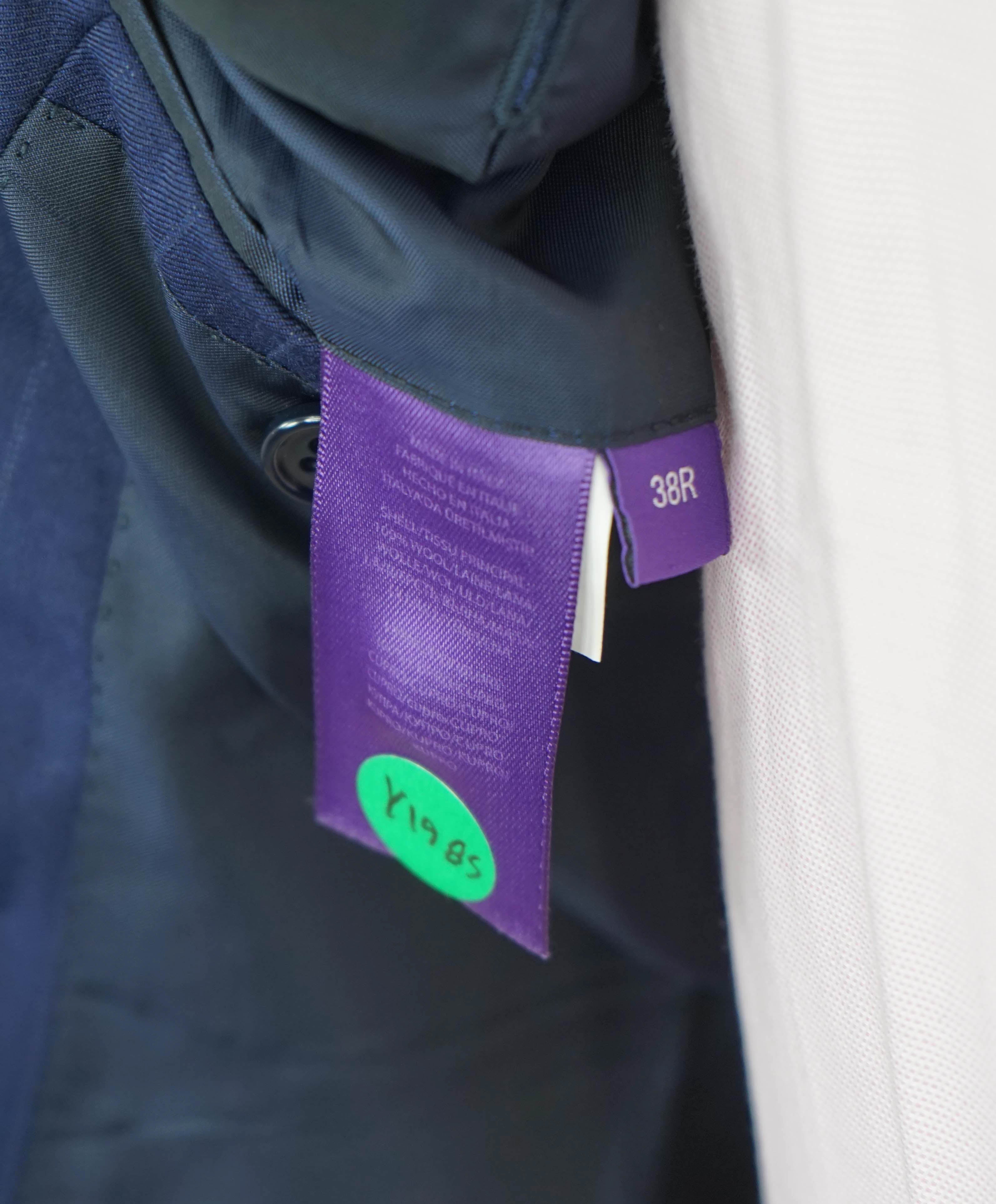 $3,495 RALPH LAUREN PURPLE LABEL - Blue Tonal Chalk Stripe Suit - 38R