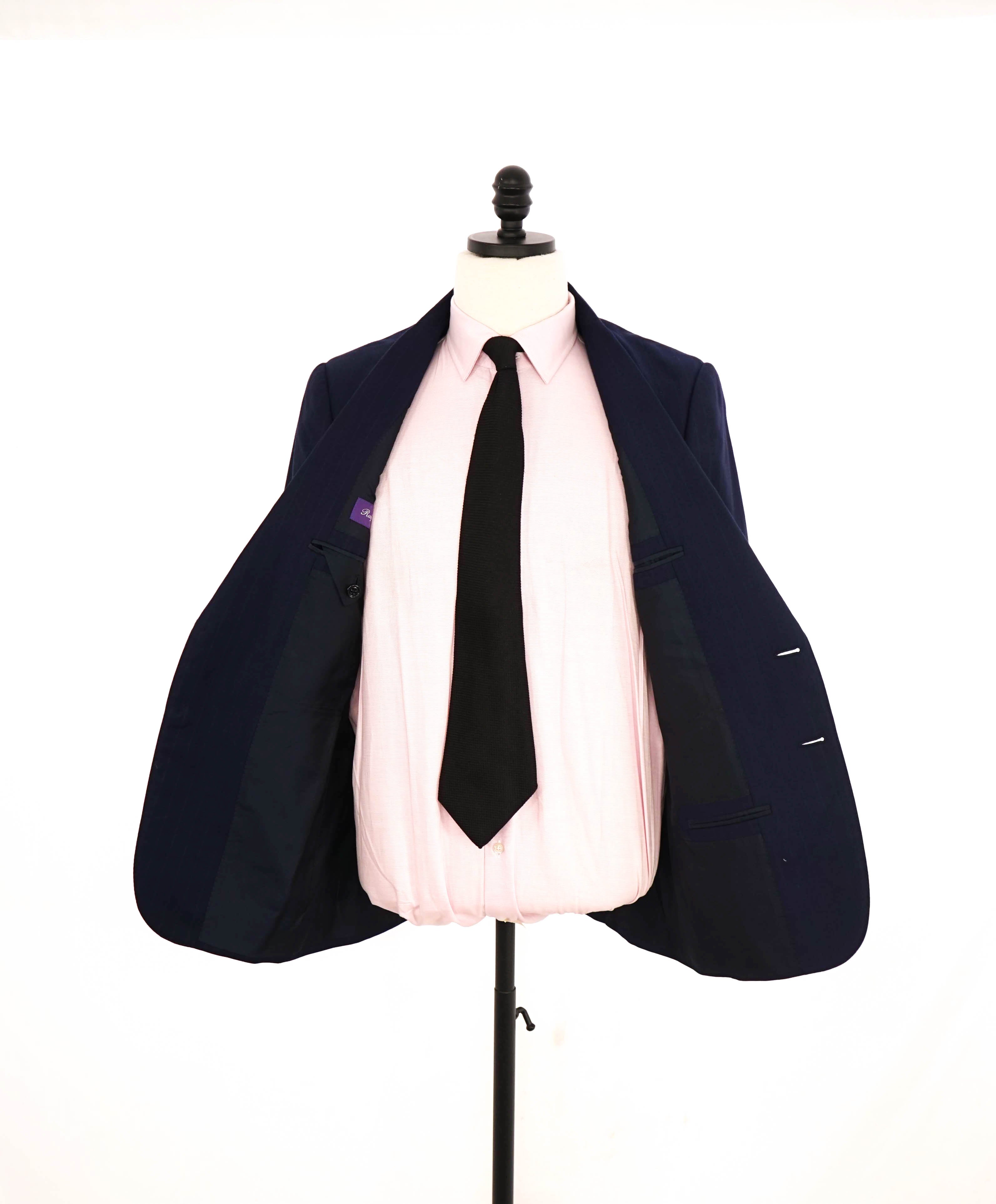 $3,495 RALPH LAUREN PURPLE LABEL - Blue Tonal Chalk Stripe Suit - 38R