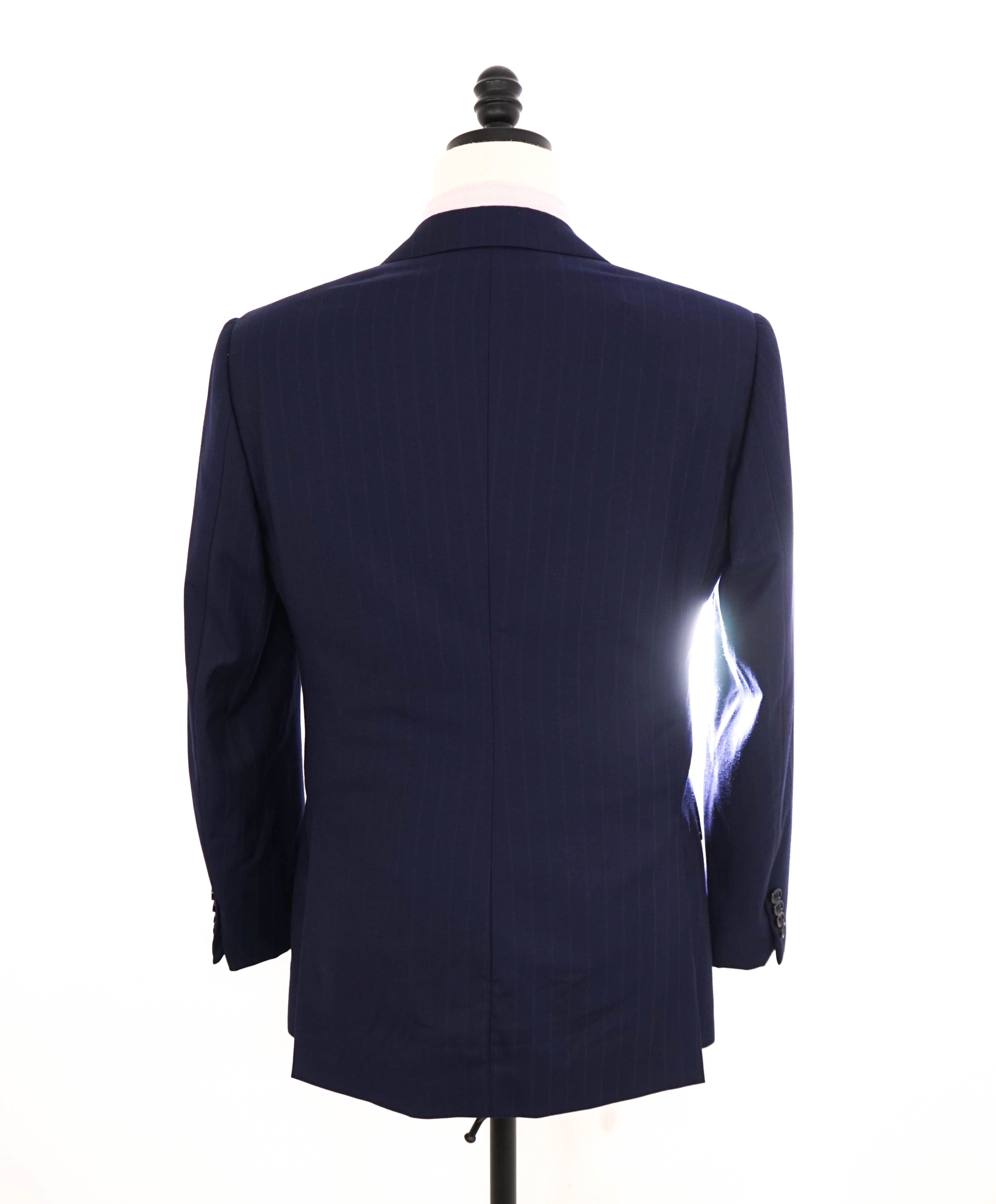 $3,495 RALPH LAUREN PURPLE LABEL - Blue Tonal Chalk Stripe Suit - 38R