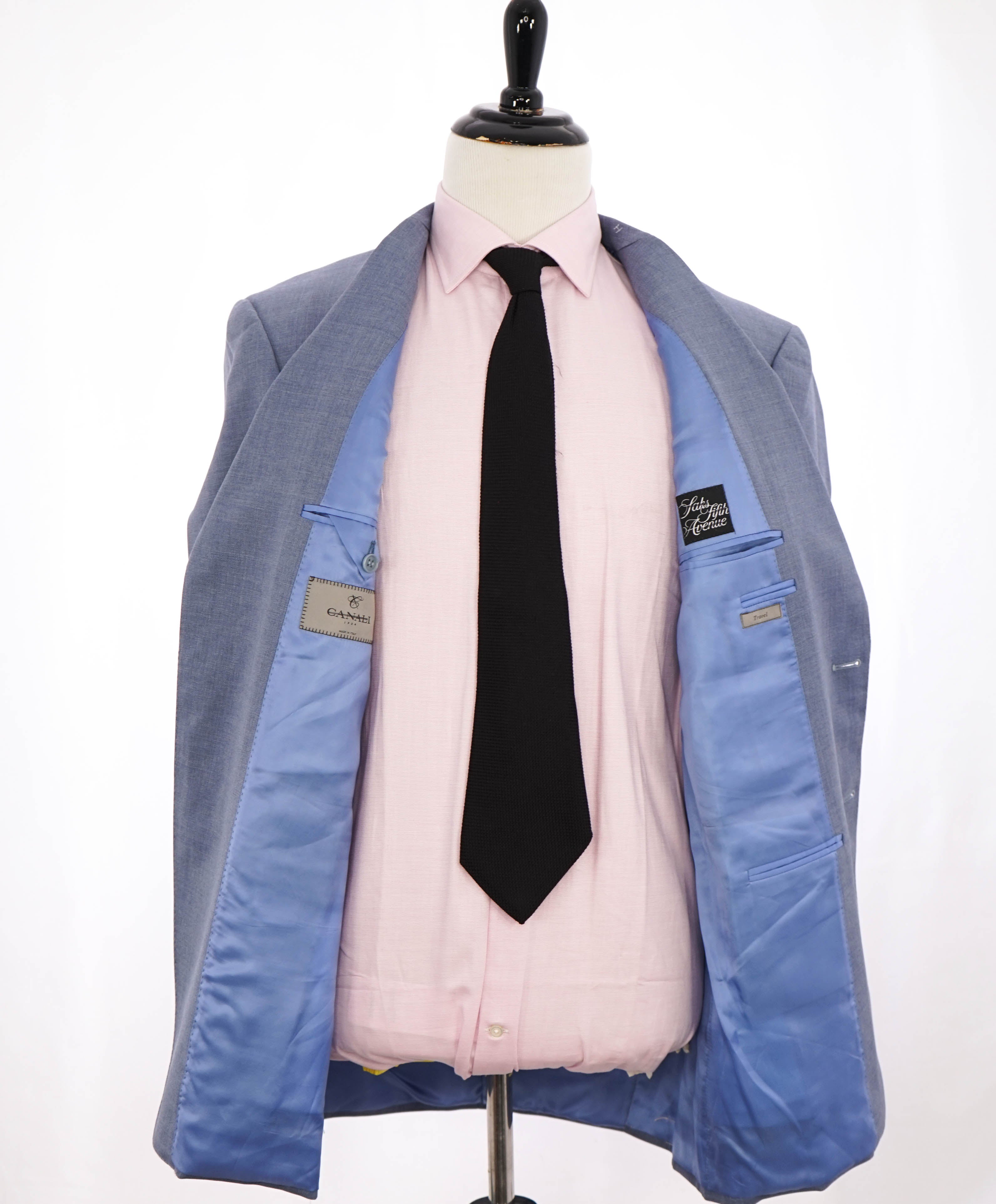 $1,895 CANALI - "TRAVEL" Baby Blue Textured Blazer - 44L