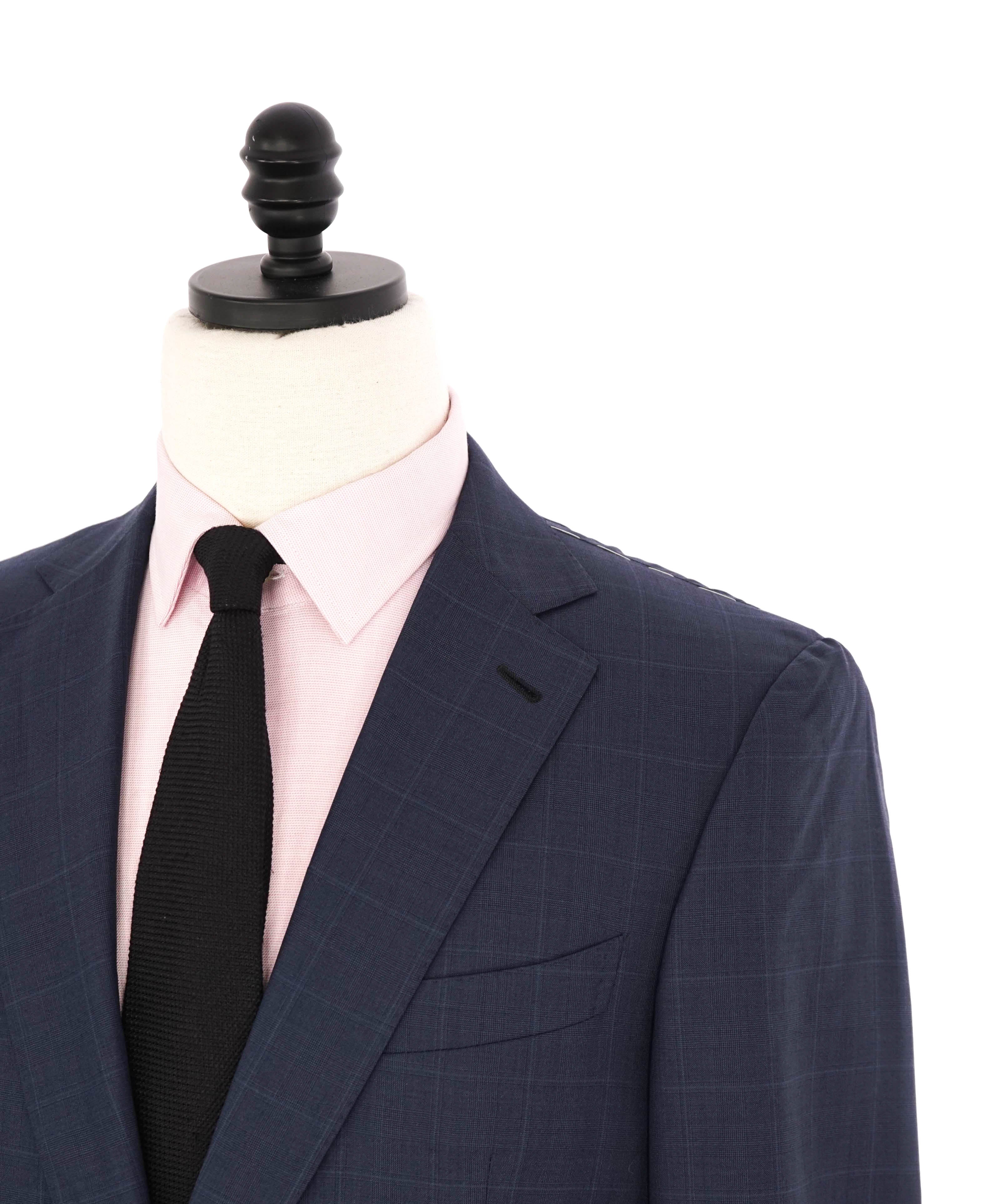 ERMENEGILDO ZEGNA -"TROFEO 600"Navy Subtle Windowpane Blue Suit - 40S