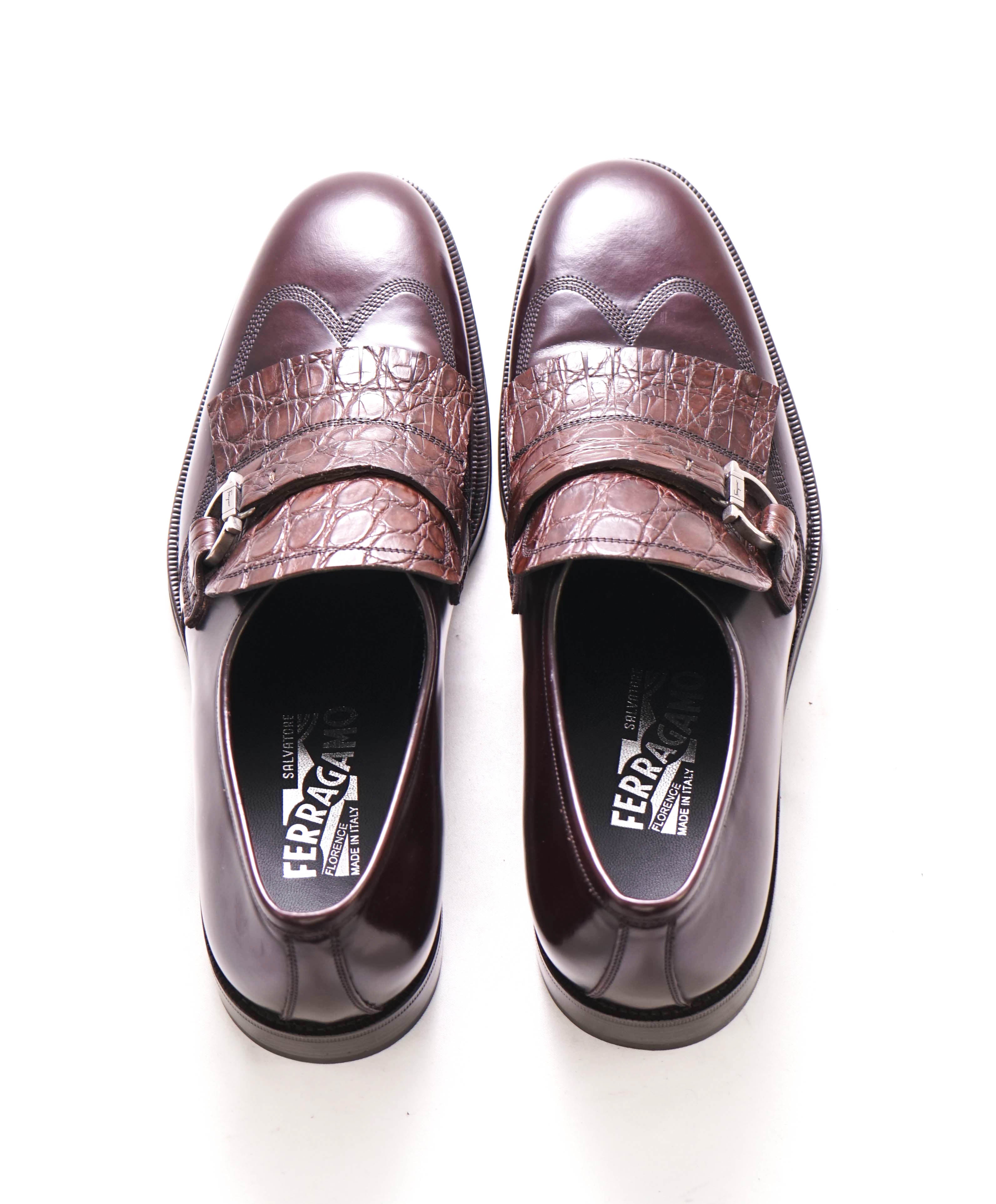 $950 SALVATORE FERRAGAMO - Brown *CROCODILE* Leather Loafer- 8 D