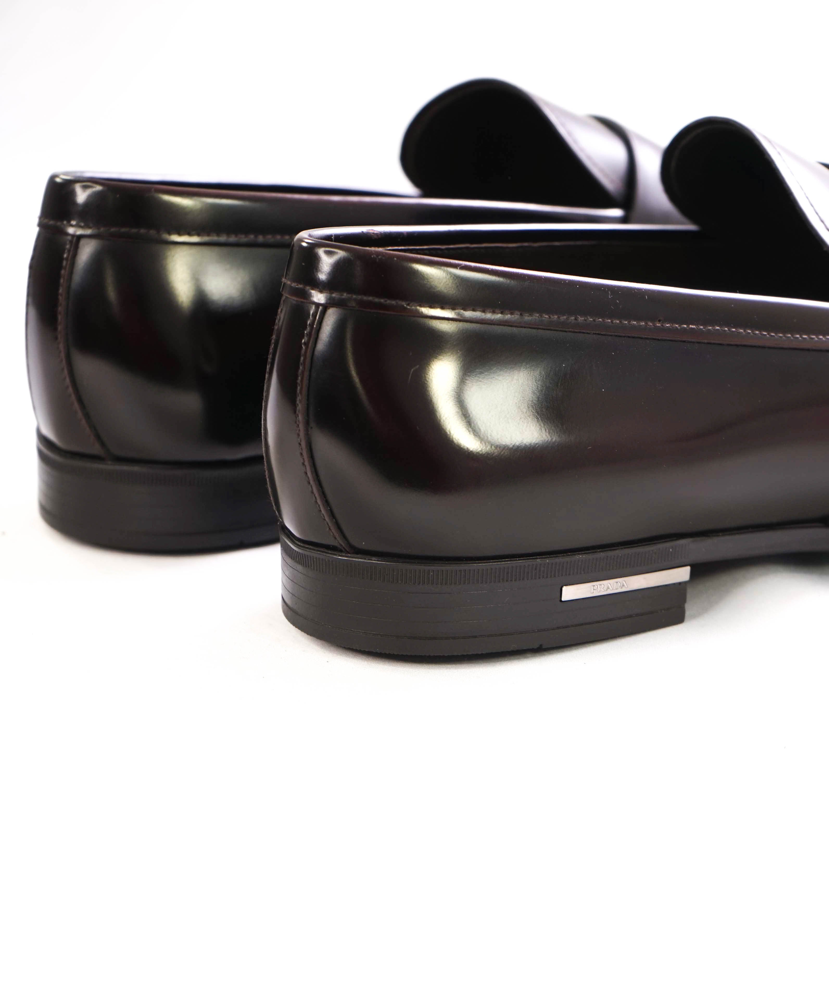 $950 PRADA - Brown Spazzolato Leather Penny Loafers - 10.5US (9.5 Prada)
