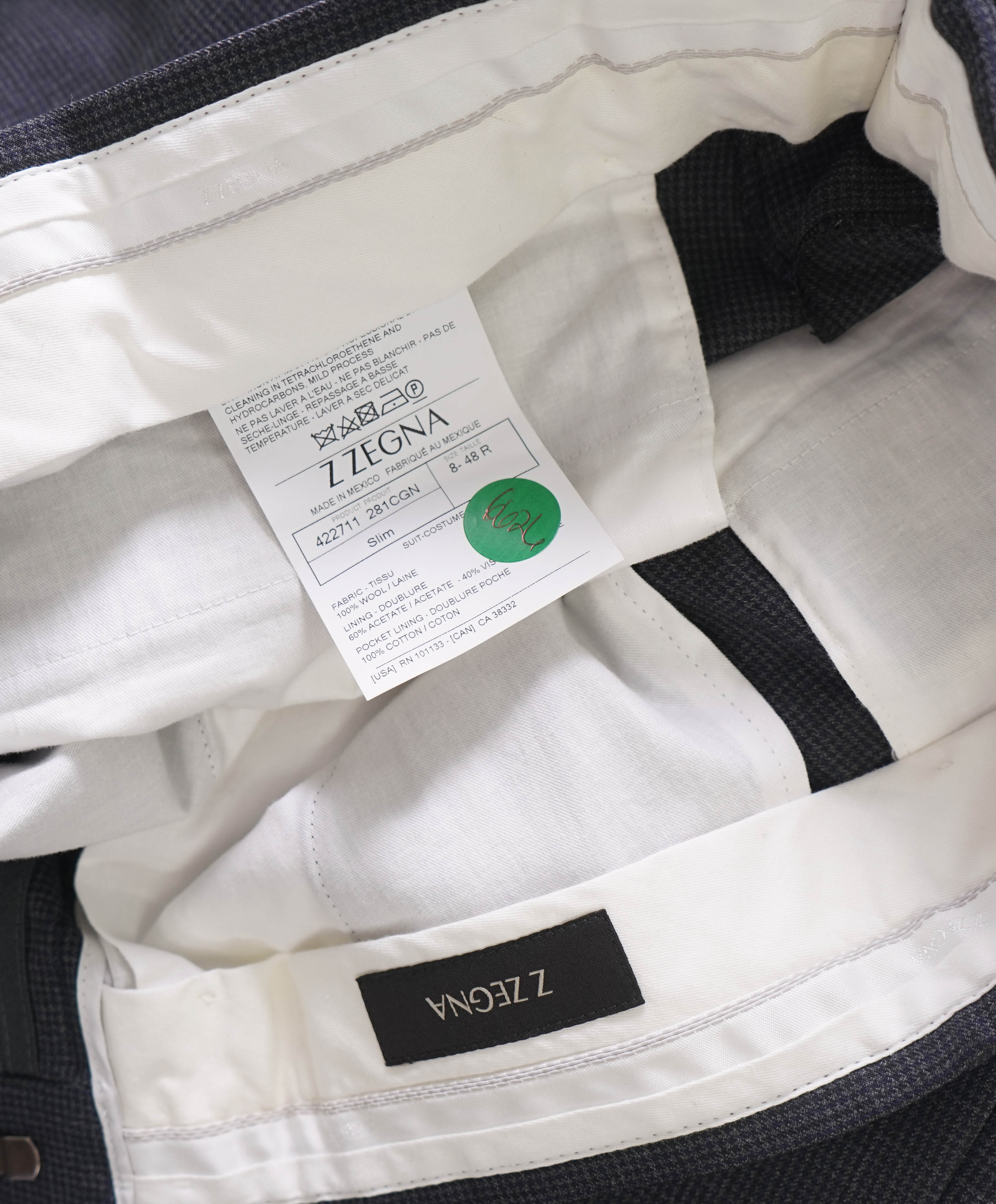 Z ZEGNA - Micro Houndstooth Blk/Gray "SLIM" Flat Front Dress Pants - 32W