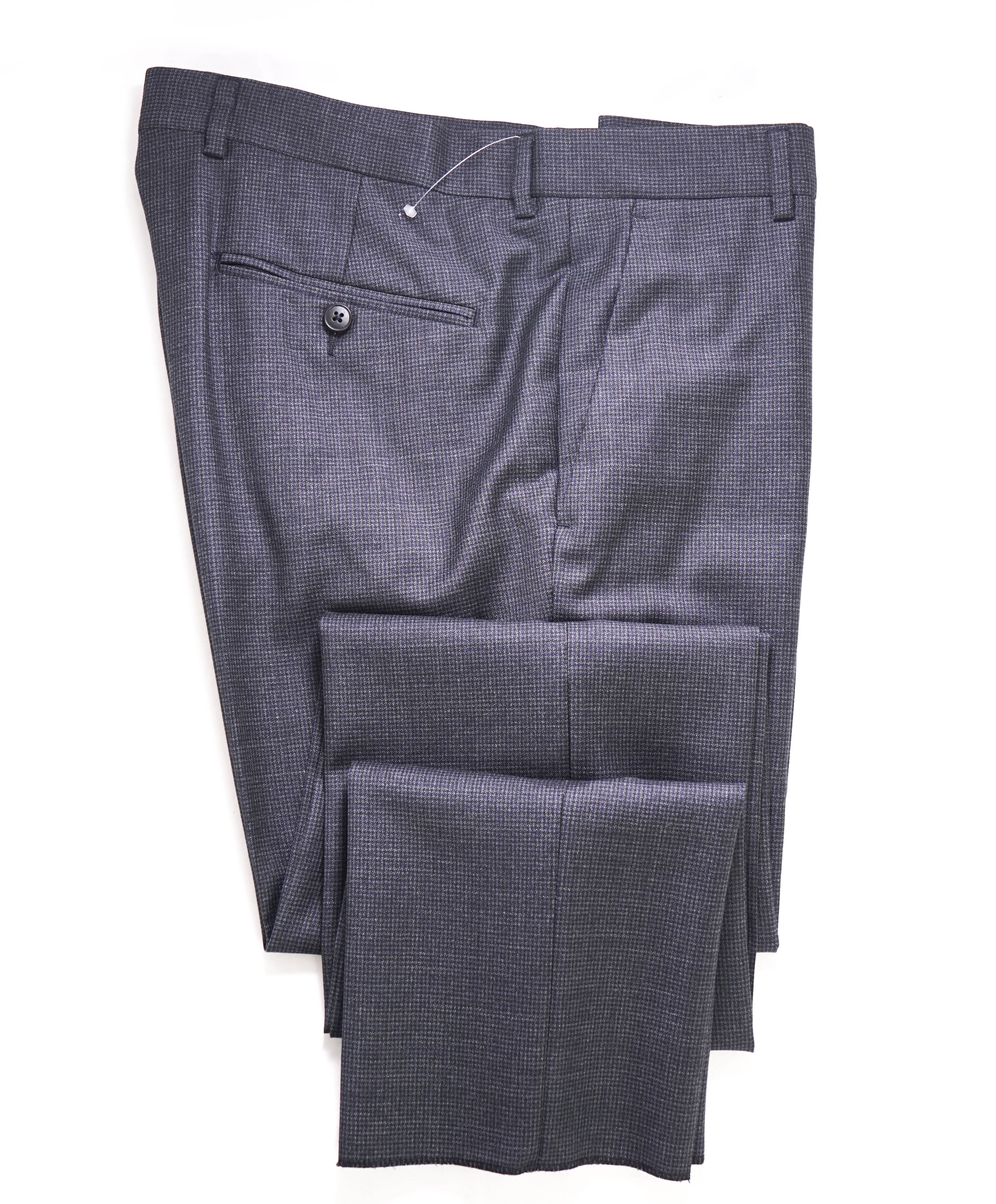 Z ZEGNA - Micro Houndstooth Blk/Gray "SLIM" Flat Front Dress Pants - 32W