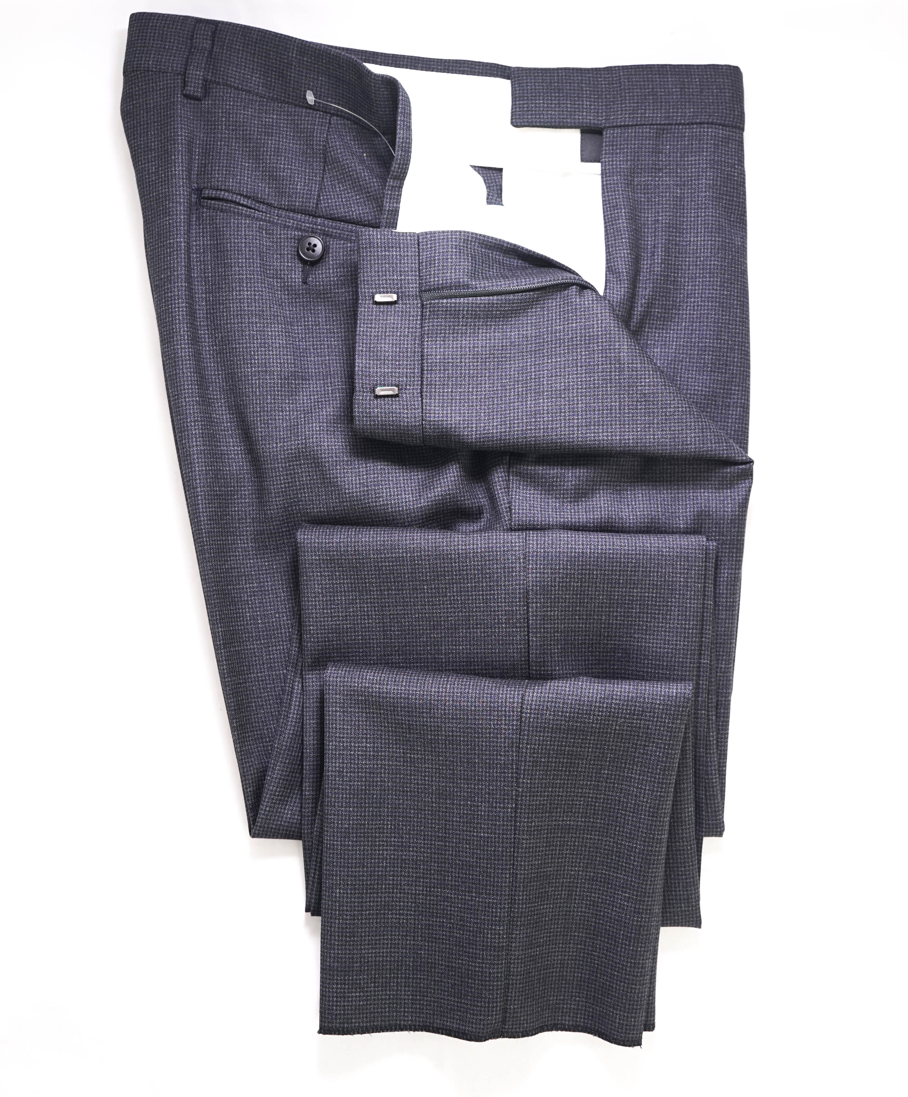 Z ZEGNA - Micro Houndstooth Blk/Gray "SLIM" Flat Front Dress Pants - 32W