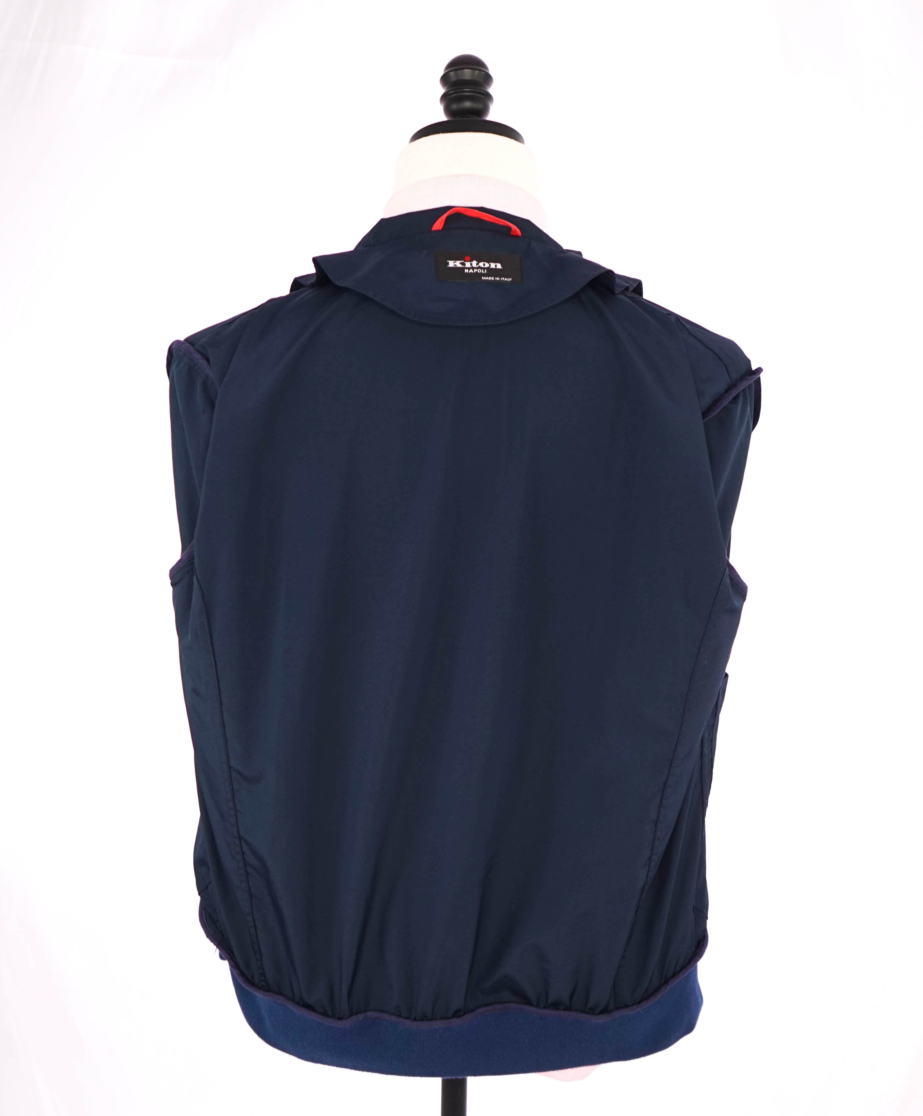 $2,995 KITON - Navy Waterproof Windbreaker With Logo Detailing - 40 US (50EU) M