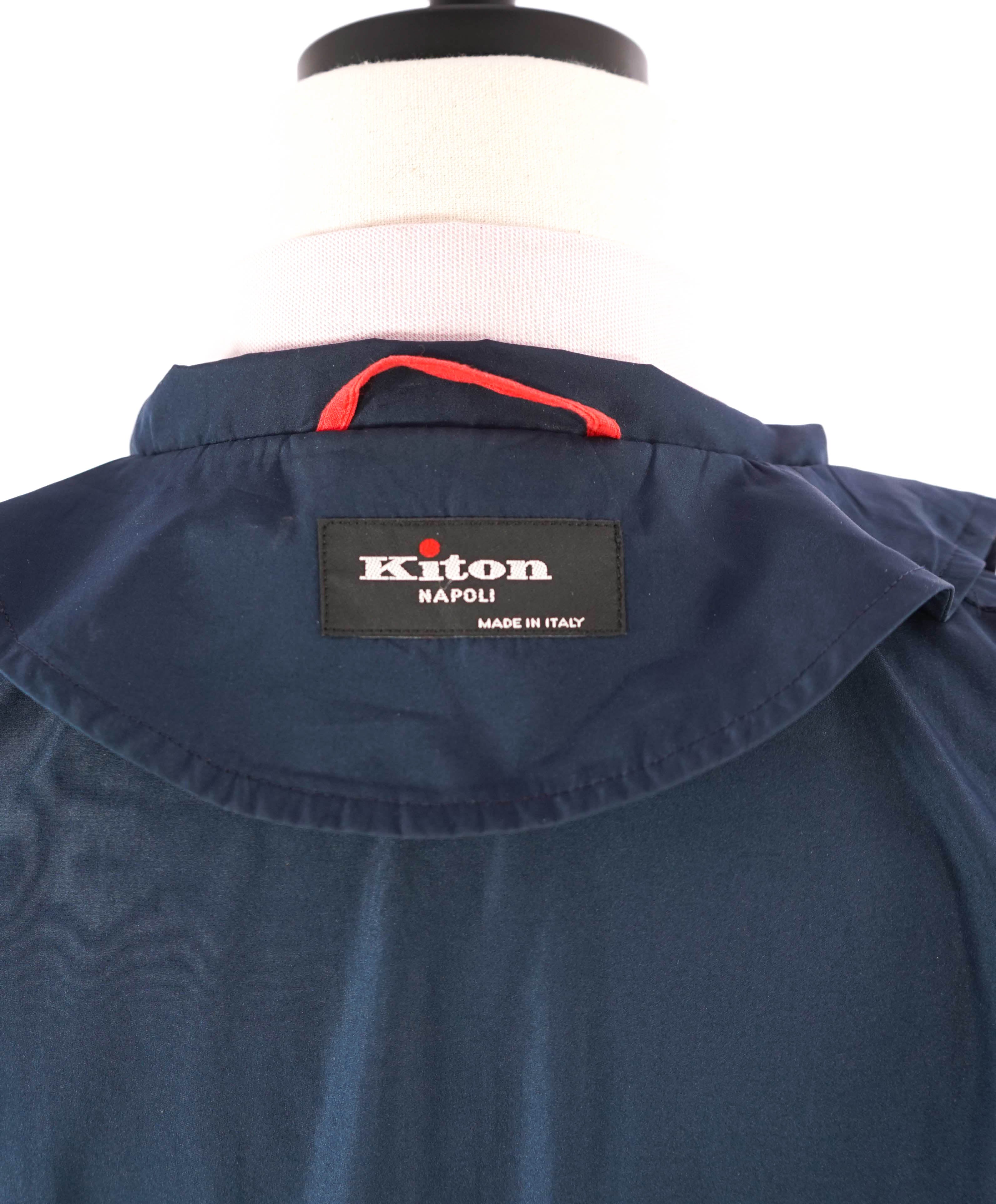 $2,995 KITON - Navy Waterproof Windbreaker With Logo Detailing - 40 US (50EU) M