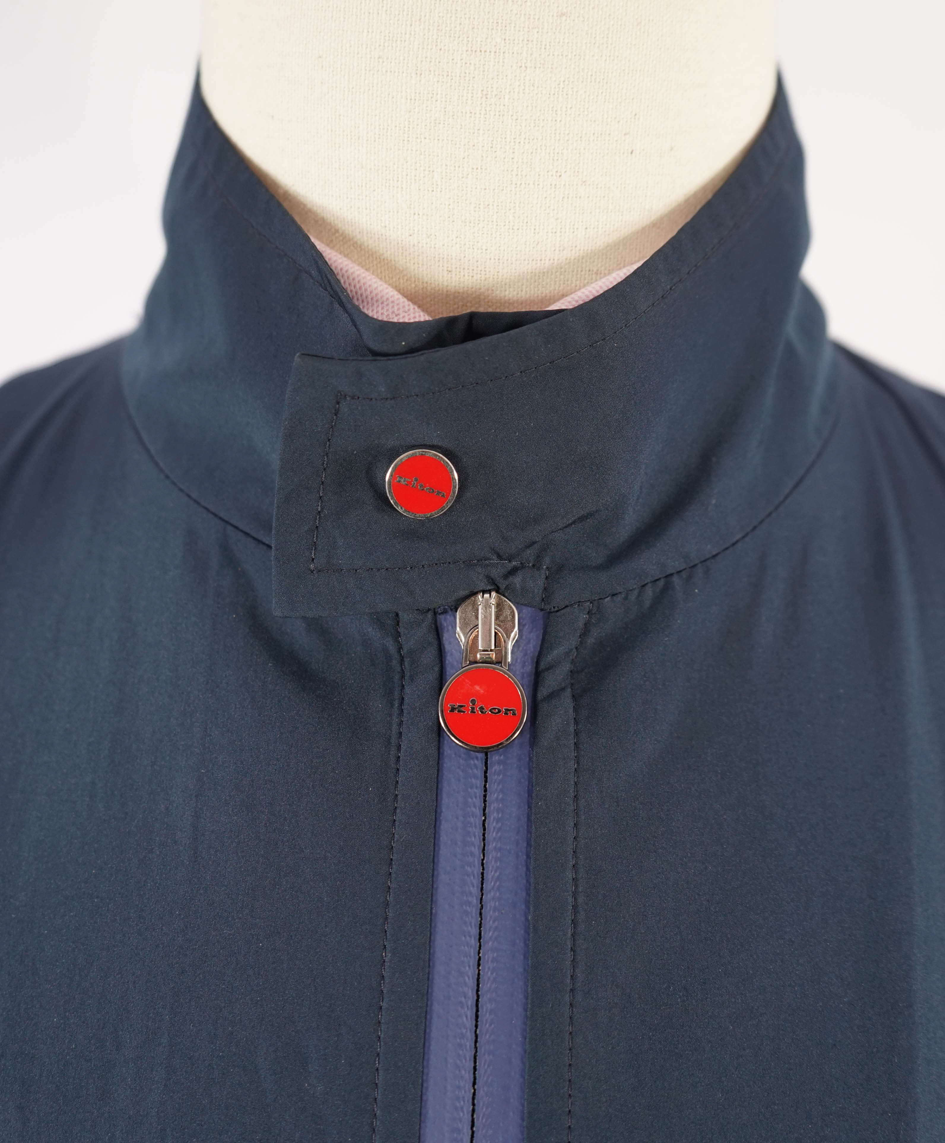 $2,995 KITON - Navy Waterproof Windbreaker With Logo Detailing - 40 US (50EU) M