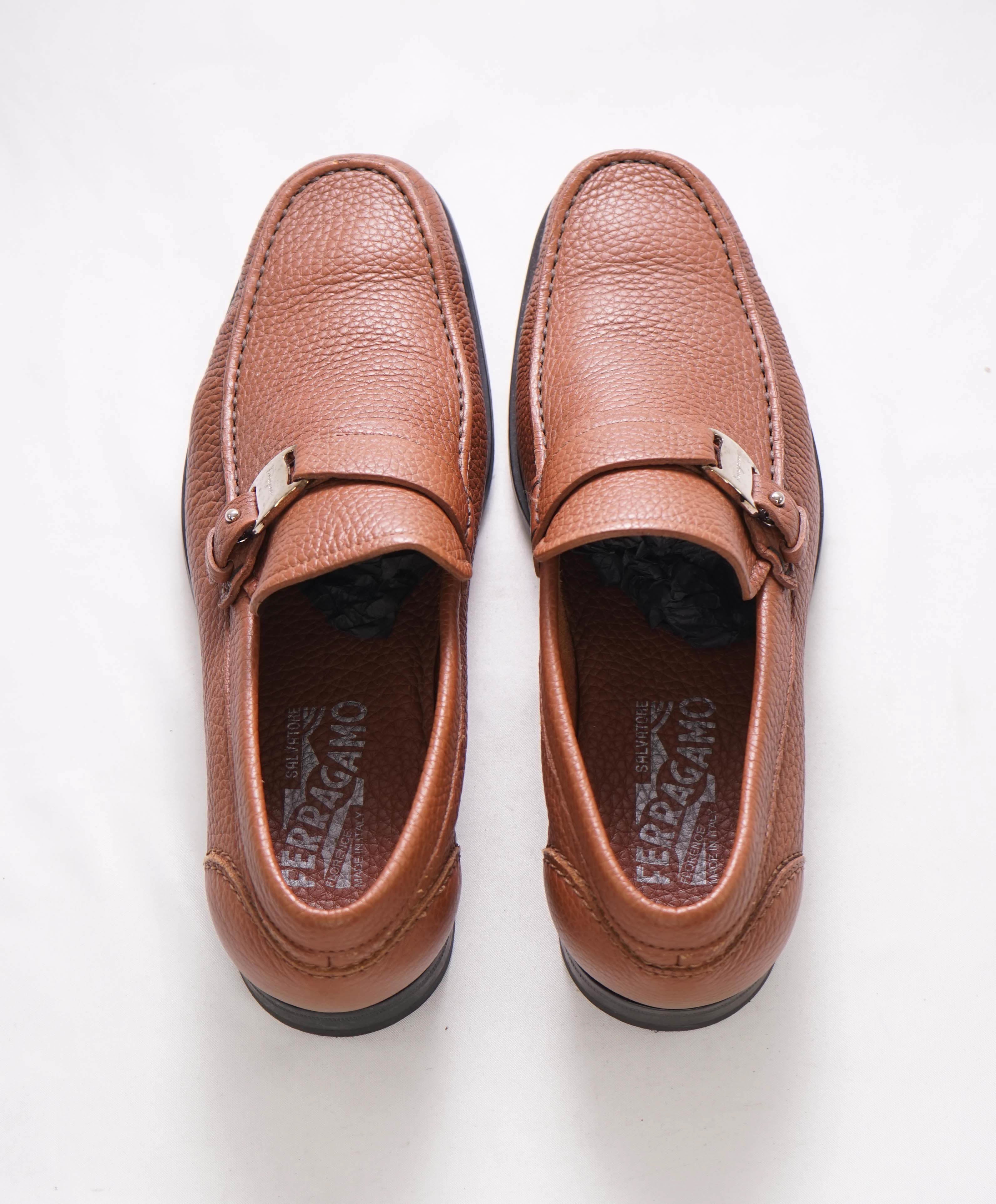$750 SALVATORE FERRAGAMO - Camel Brown Gancini Bit Loafer - 7 EE US