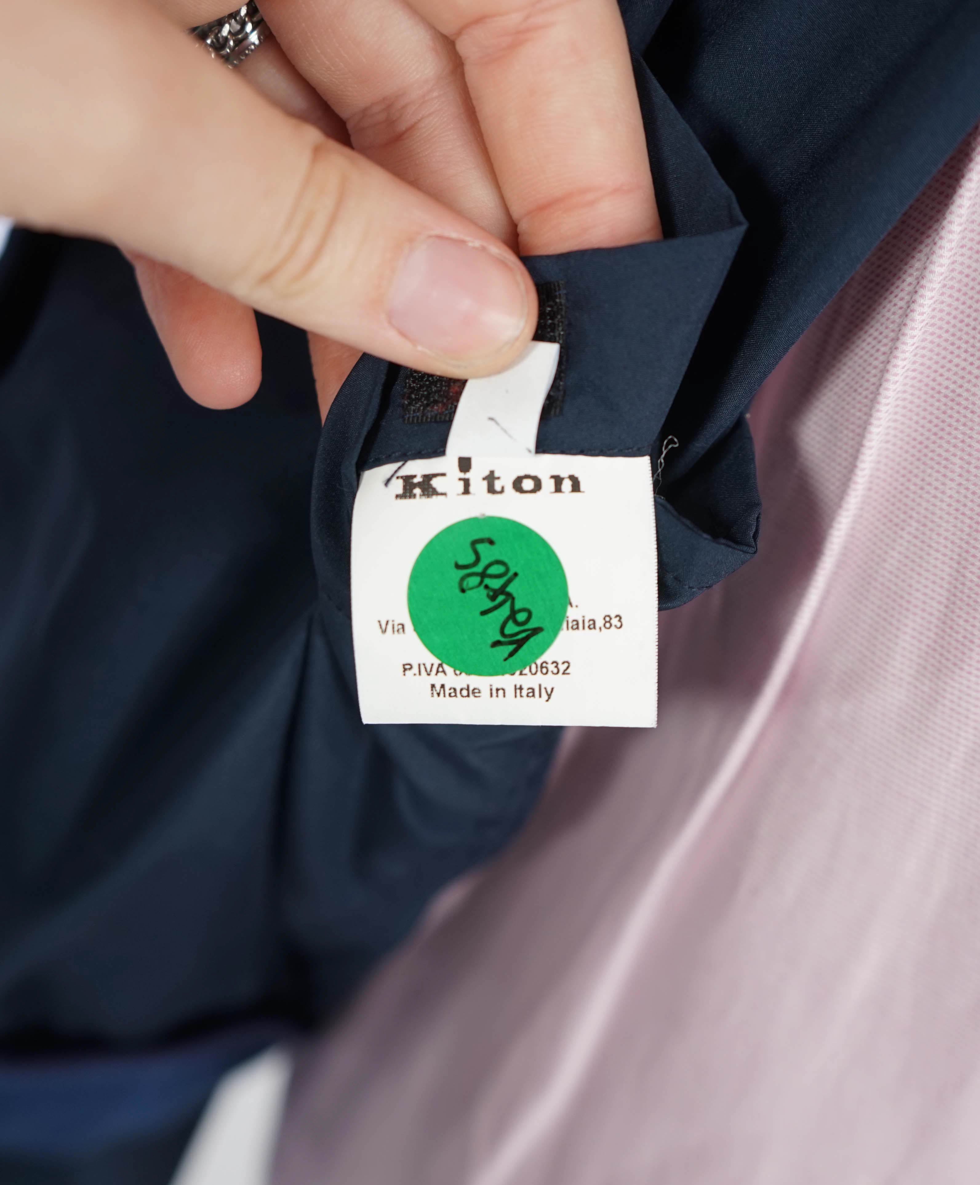 $2,995 KITON - Navy Waterproof Windbreaker With Logo Detailing - 40 US (50EU) M