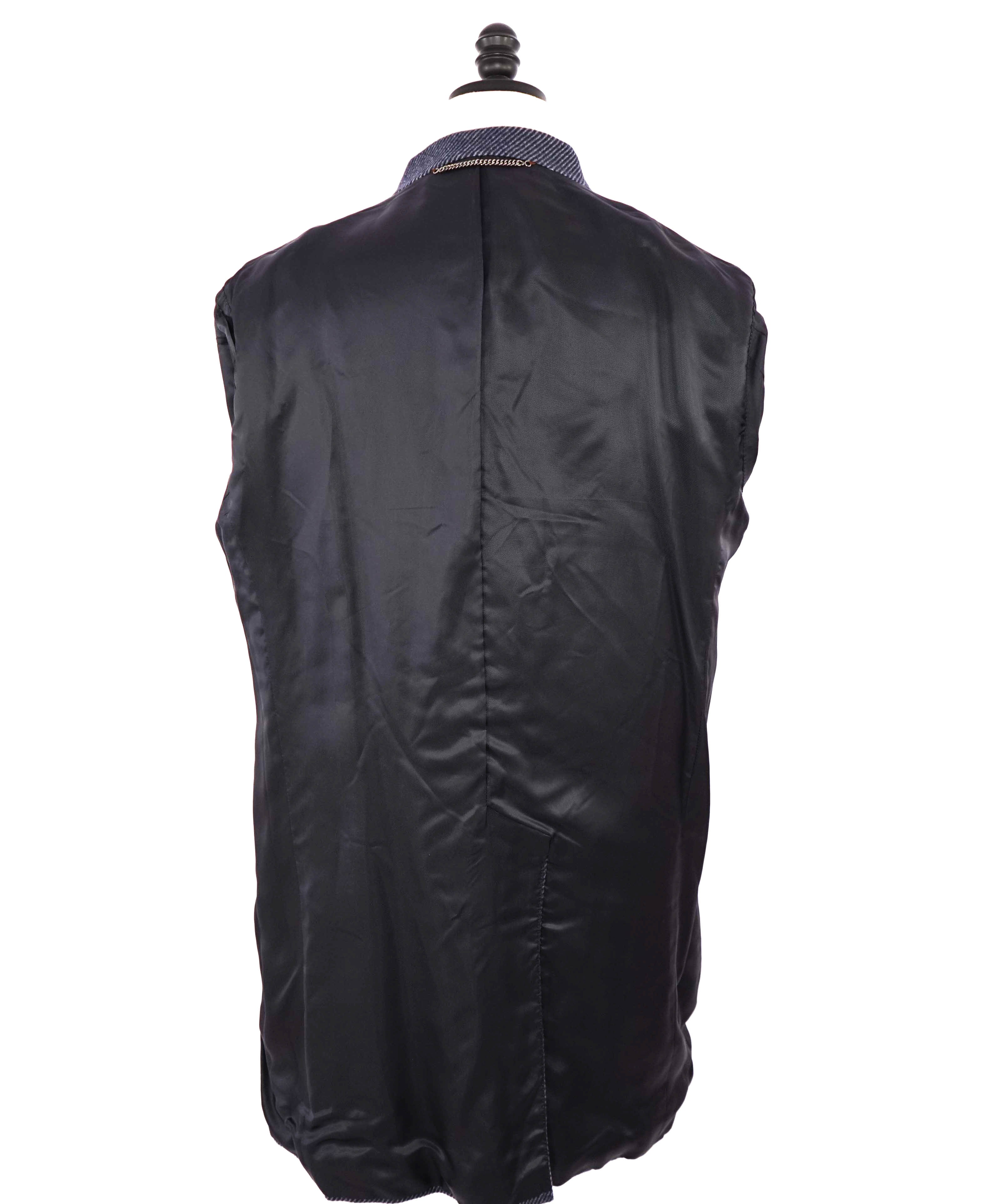 $2,450 CANALI - "KEI" *50% CASHMERE* Textured Navy Classic Wool Topcoat Coat - 46R