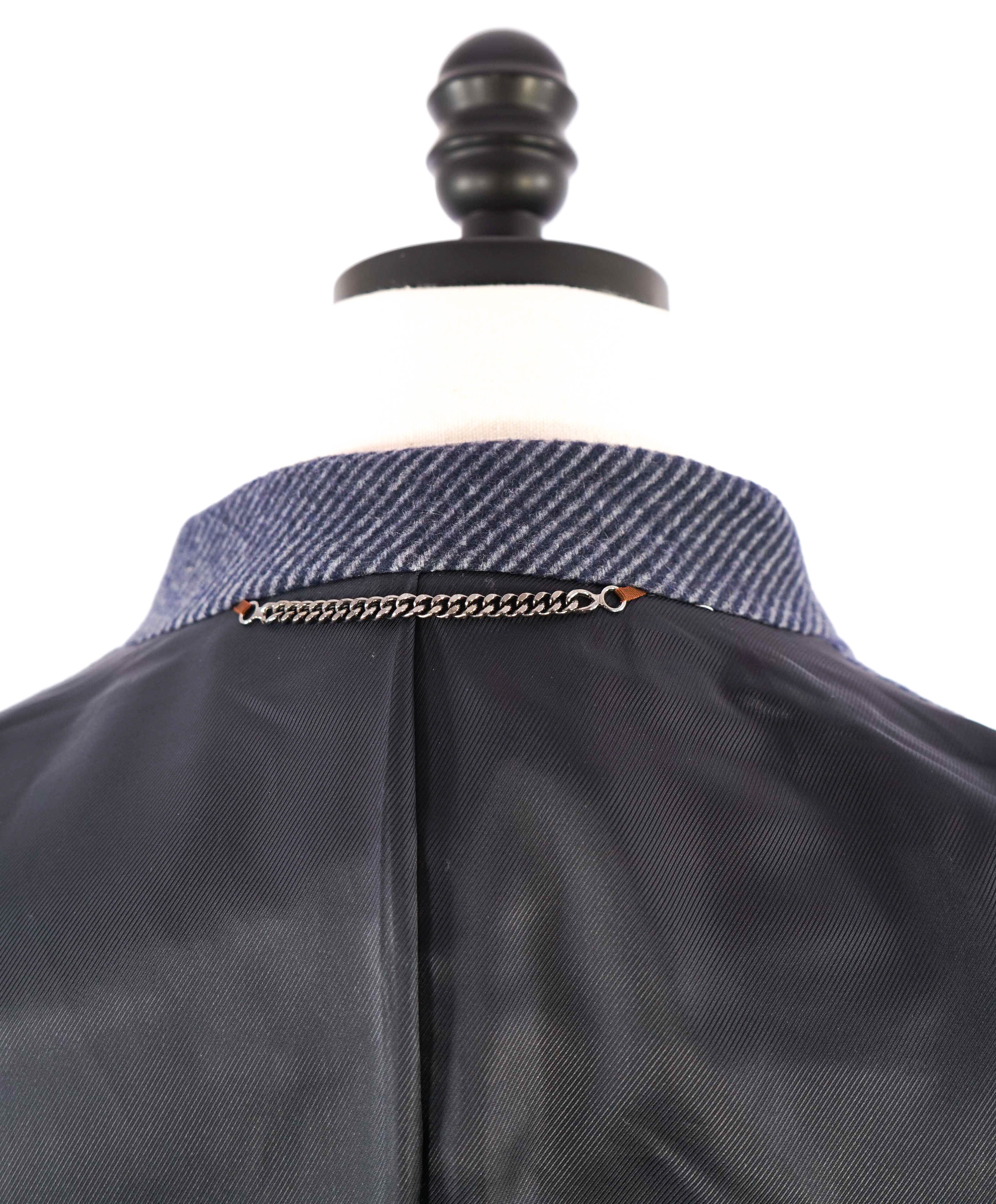 $2,450 CANALI - "KEI" *50% CASHMERE* Textured Navy Classic Wool Topcoat Coat - 46R