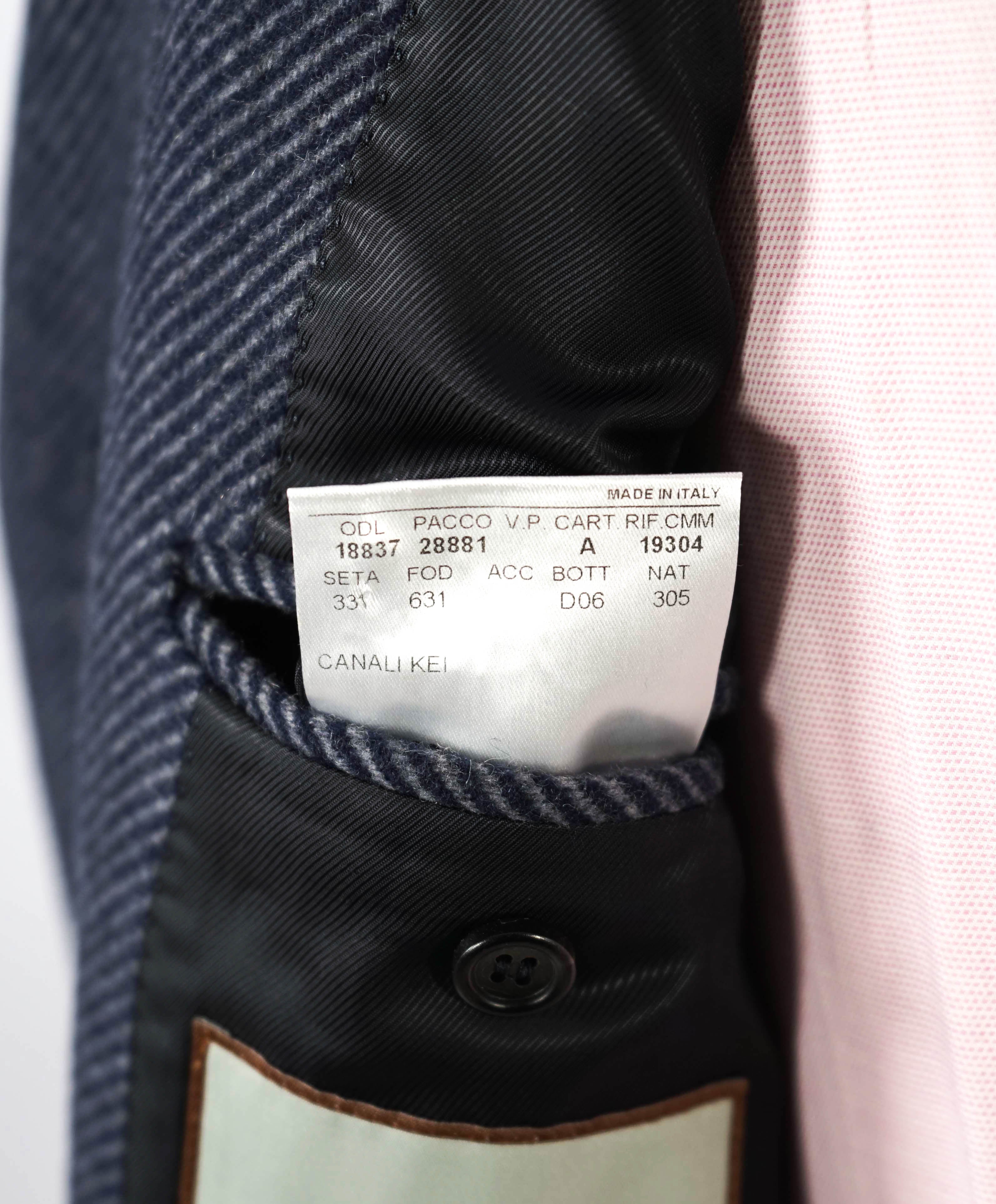 $2,450 CANALI - "KEI" *50% CASHMERE* Textured Navy Classic Wool Topcoat Coat - 46R