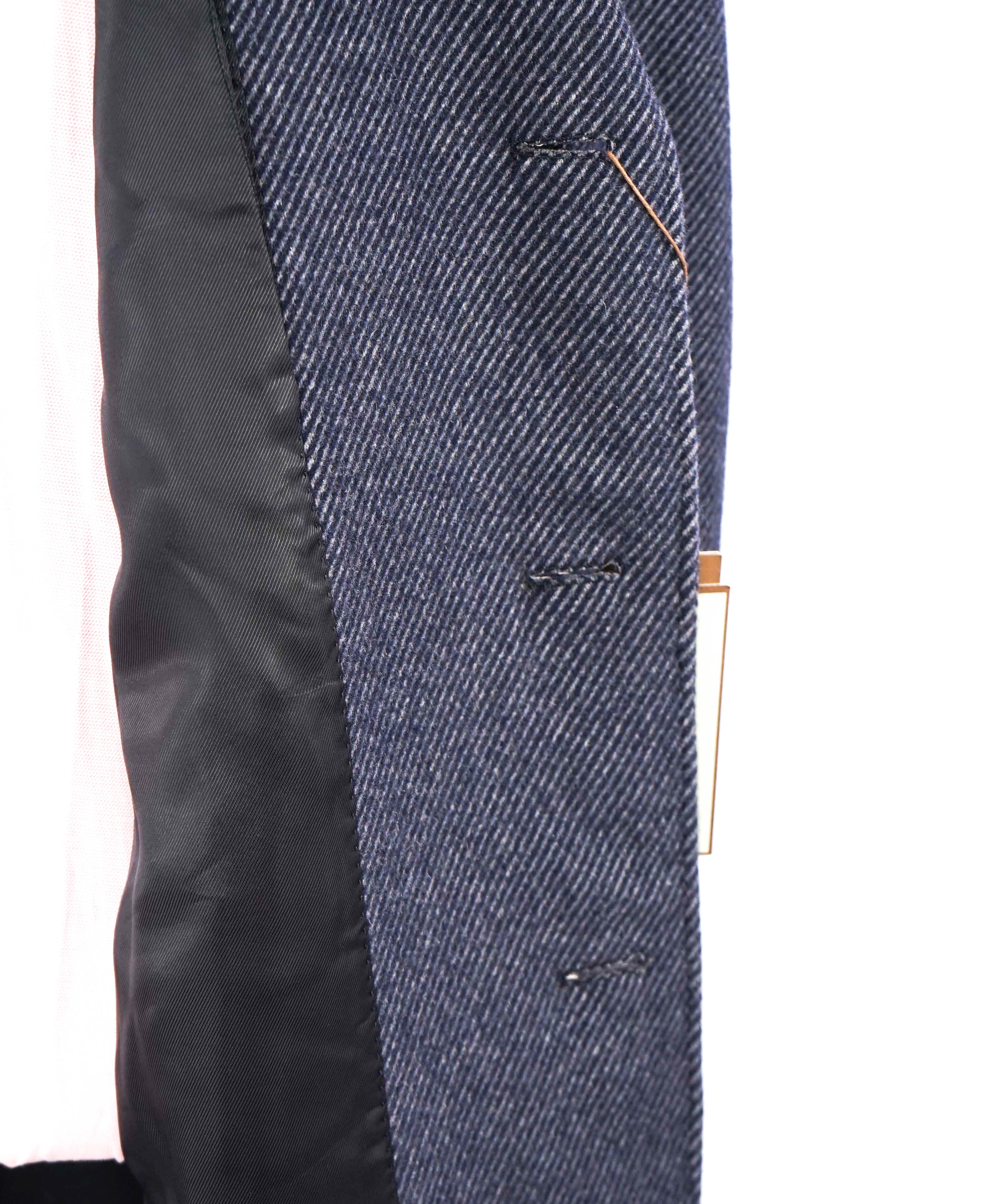 $2,450 CANALI - "KEI" *50% CASHMERE* Textured Navy Classic Wool Topcoat Coat - 46R