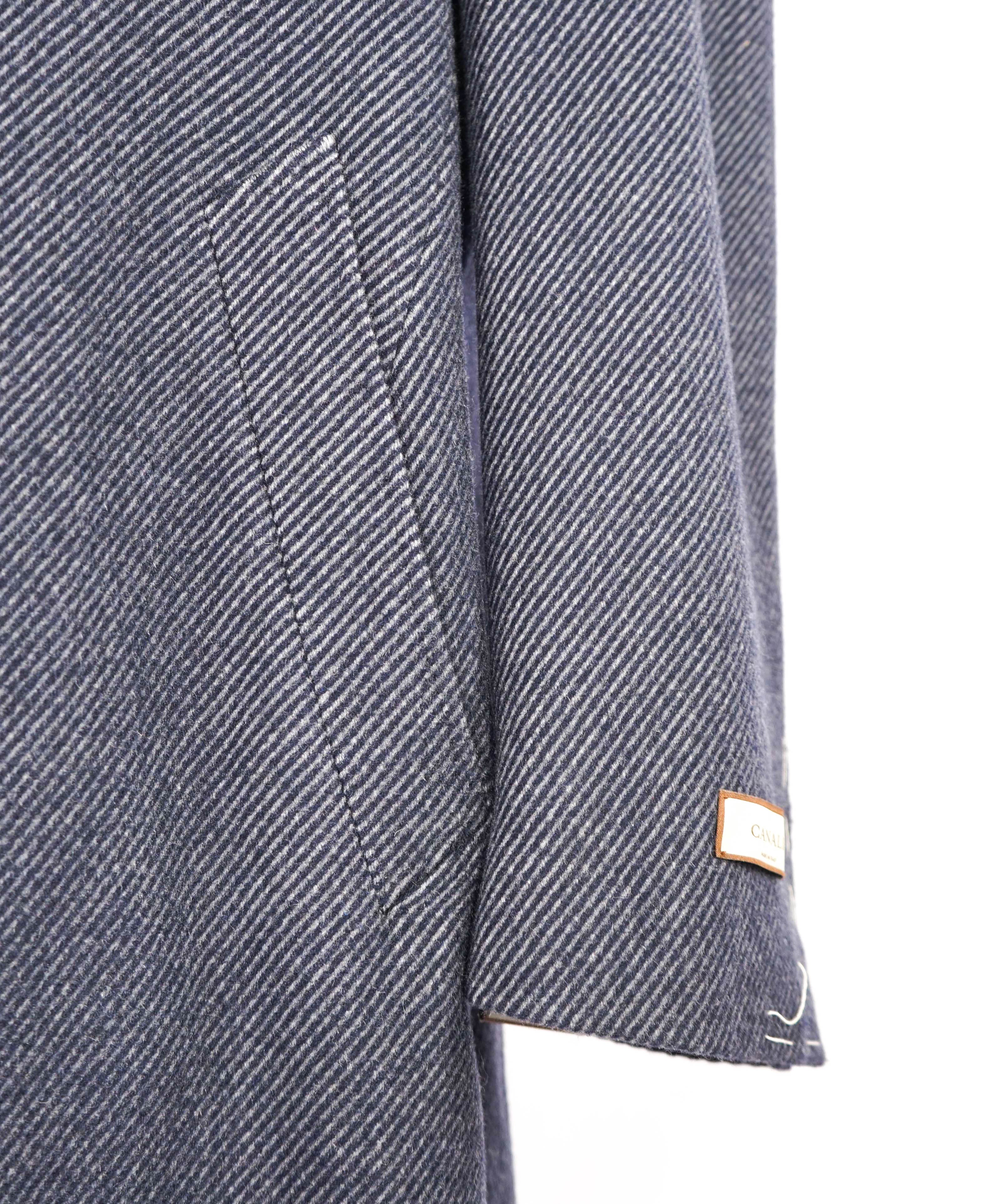$2,450 CANALI - "KEI" *50% CASHMERE* Textured Navy Classic Wool Topcoat Coat - 46R