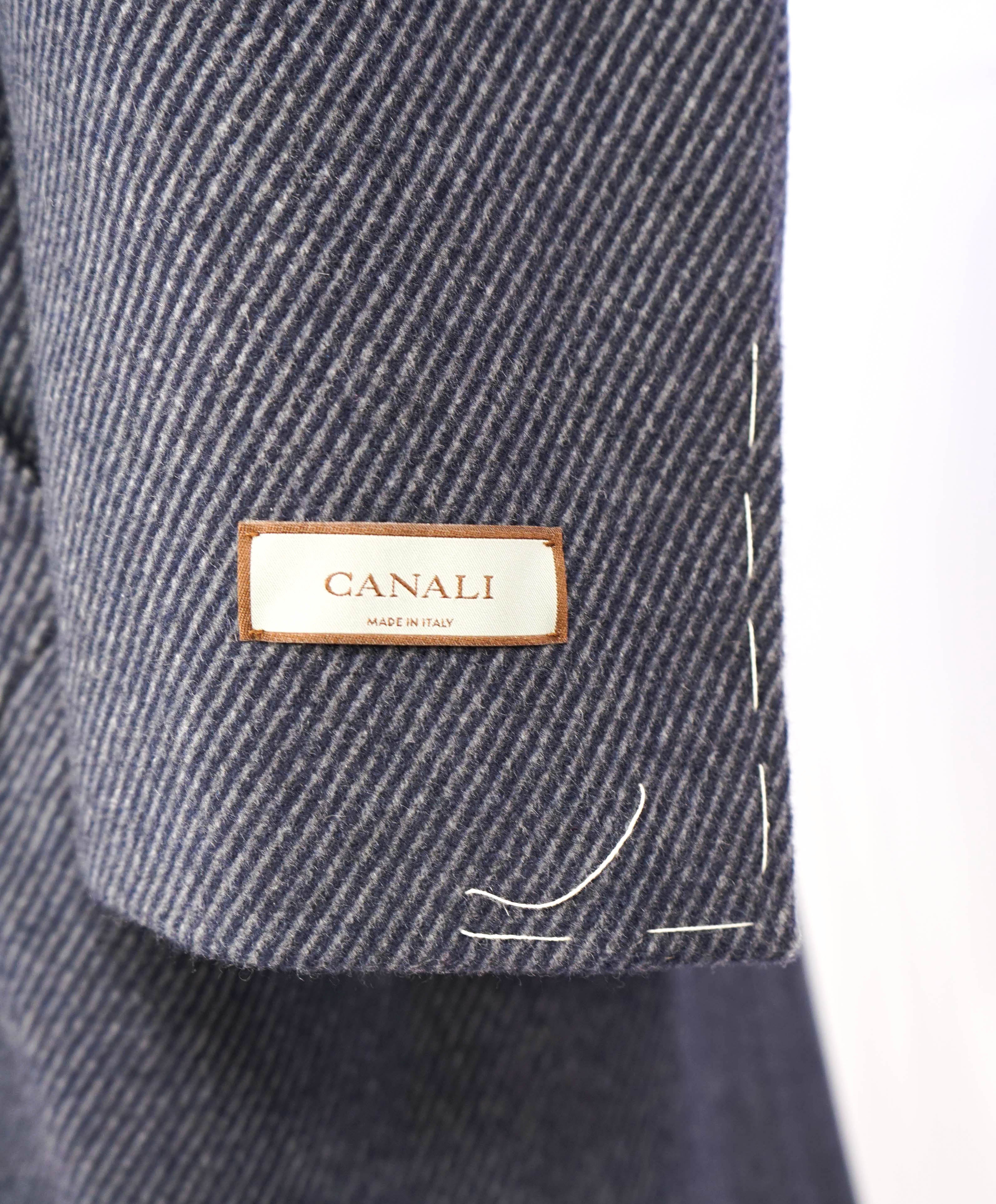 $2,450 CANALI - "KEI" *50% CASHMERE* Textured Navy Classic Wool Topcoat Coat - 46R
