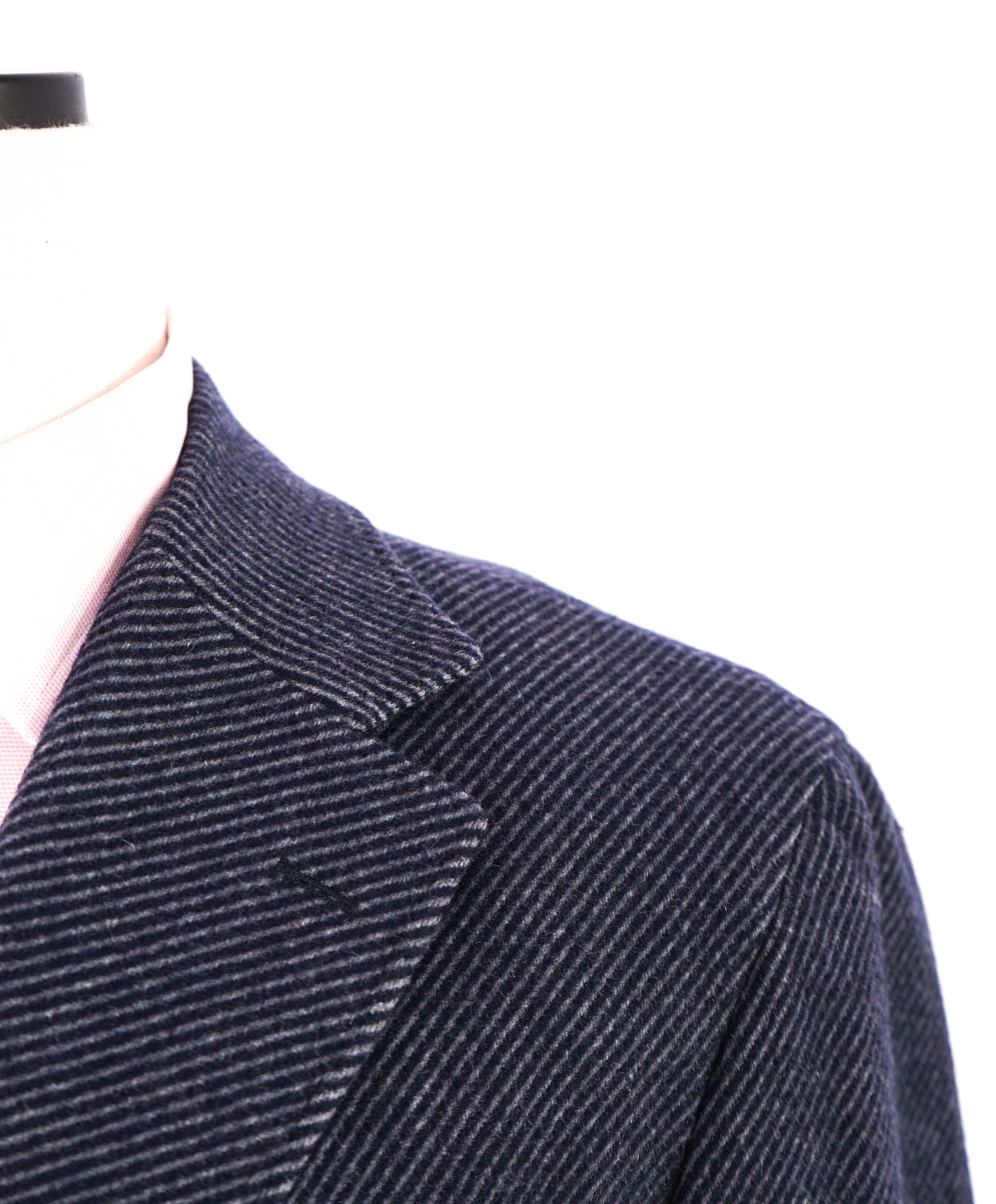 $2,450 CANALI - "KEI" *50% CASHMERE* Textured Navy Classic Wool Topcoat Coat - 46R