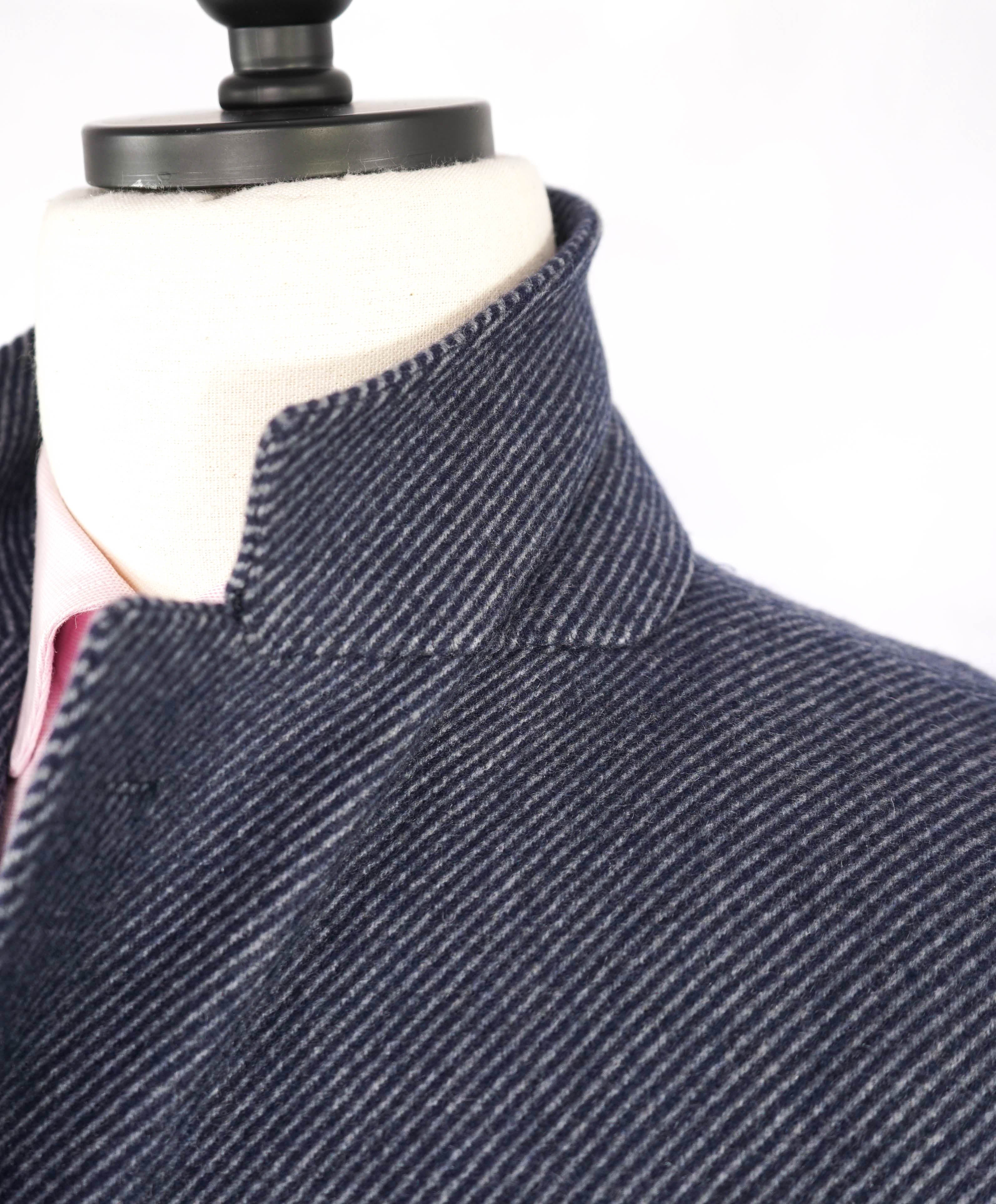 $2,450 CANALI - "KEI" *50% CASHMERE* Textured Navy Classic Wool Topcoat Coat - 46R