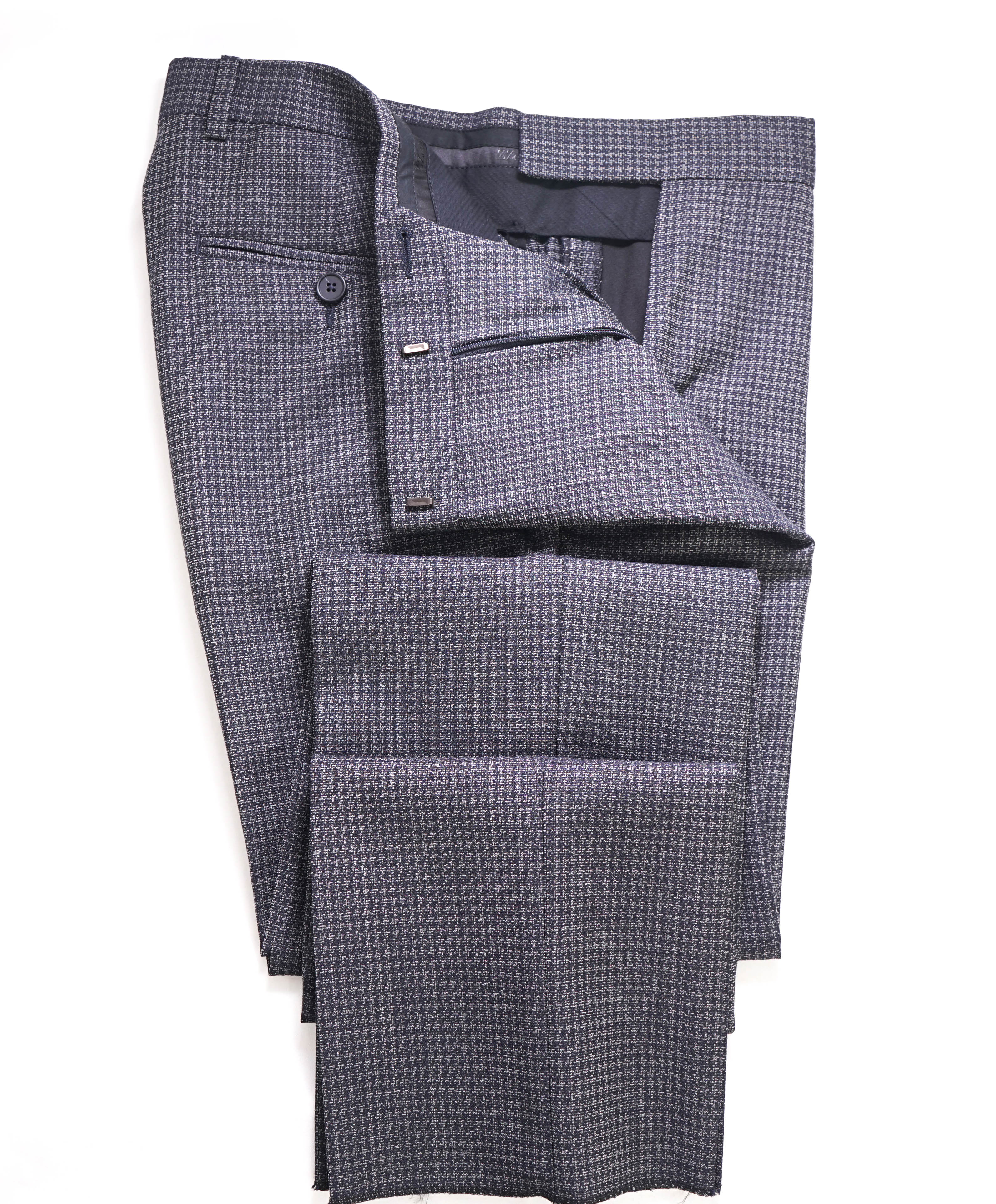 Z ZEGNA - Gray/Black Houndstooth "SLIM" Flat Front Dress Pants - 31W