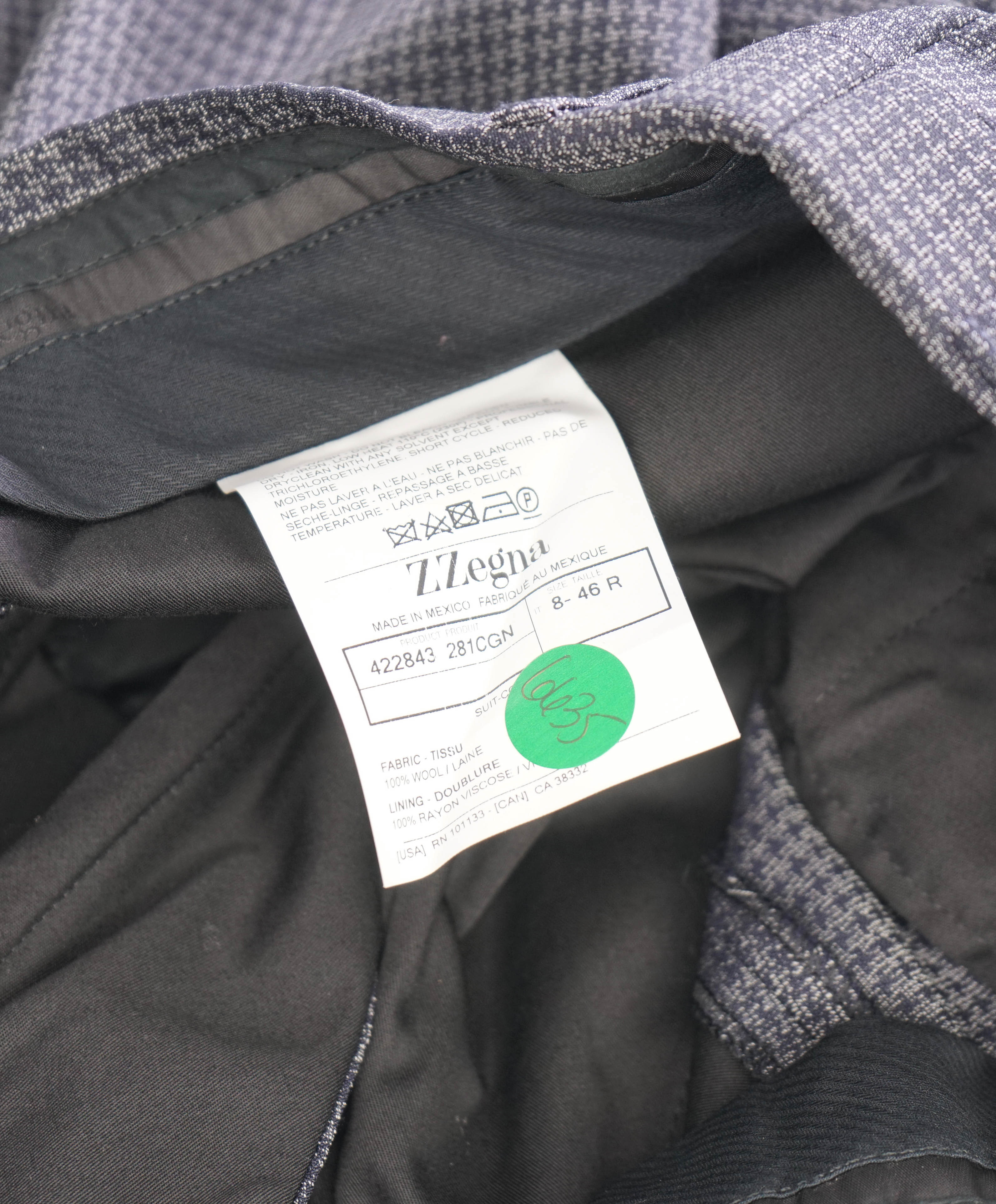 Z ZEGNA - Gray/Black Houndstooth "SLIM" Flat Front Dress Pants - 31W