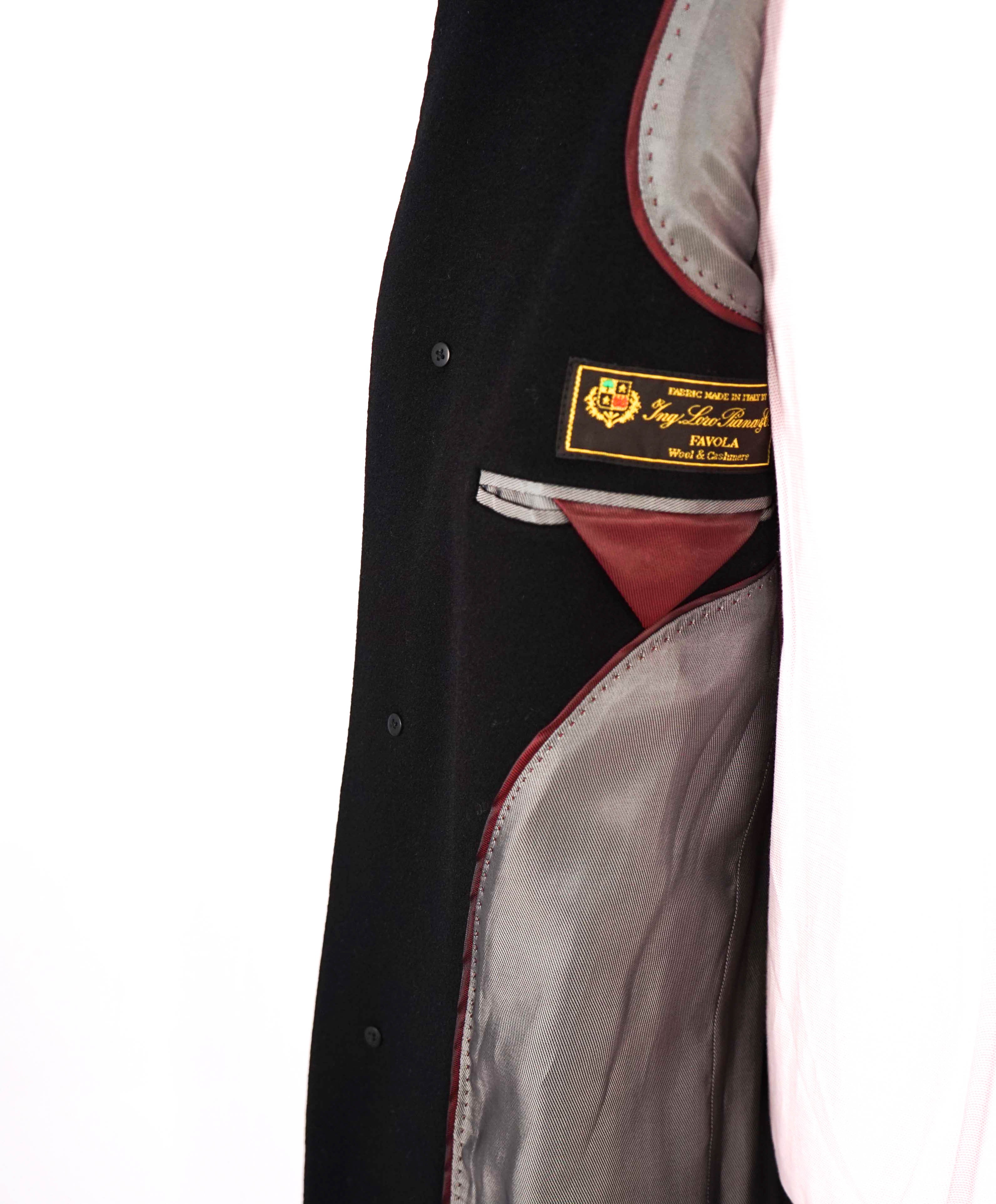 $1,295 LORO PIANA - SAKS FIFTH AVE "FAVOLA" Wool & Cashmere Classic Black Coat- 40R