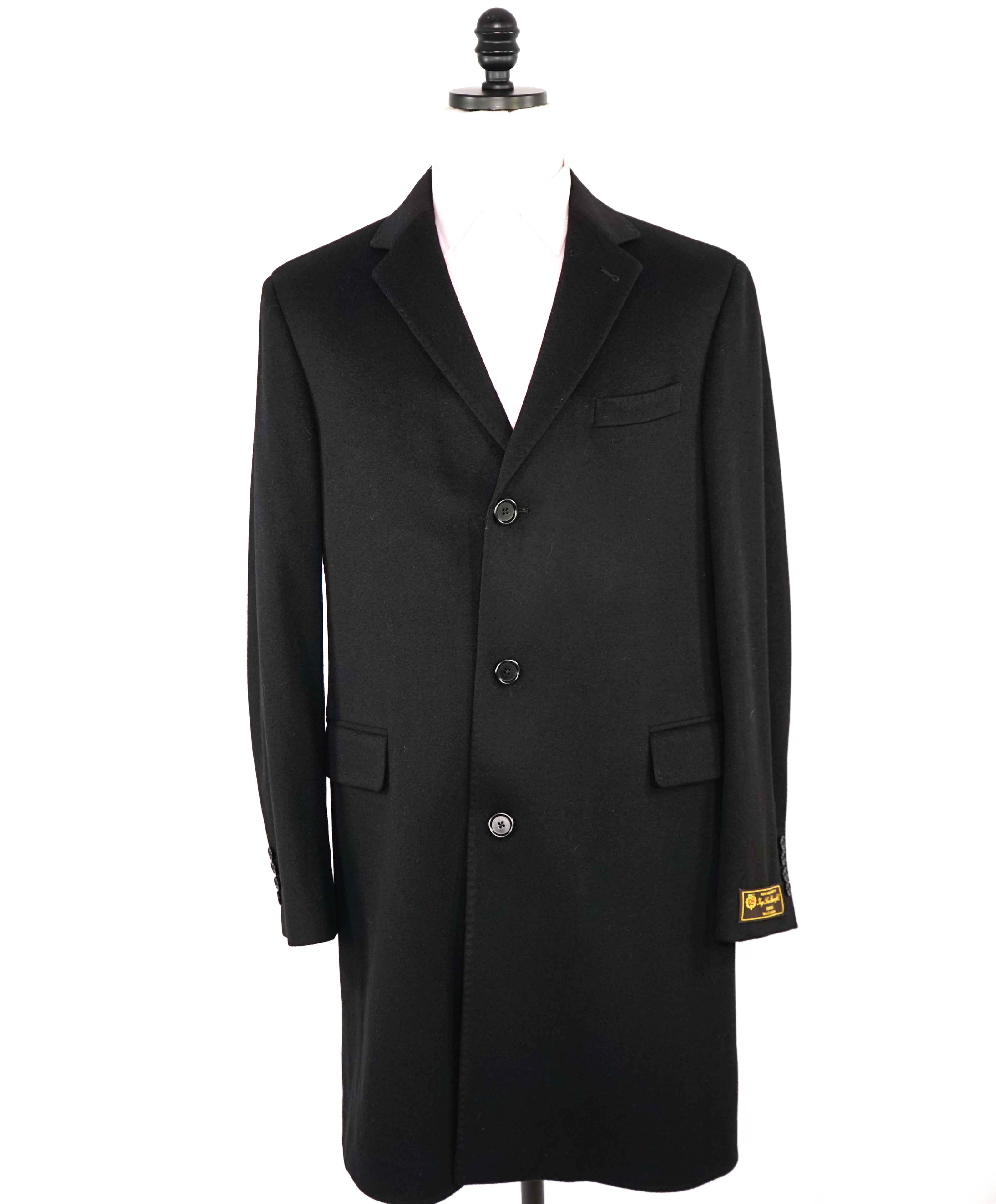 $1,295 LORO PIANA - SAKS FIFTH AVE "FAVOLA" Wool & Cashmere Classic Black Coat- 40R