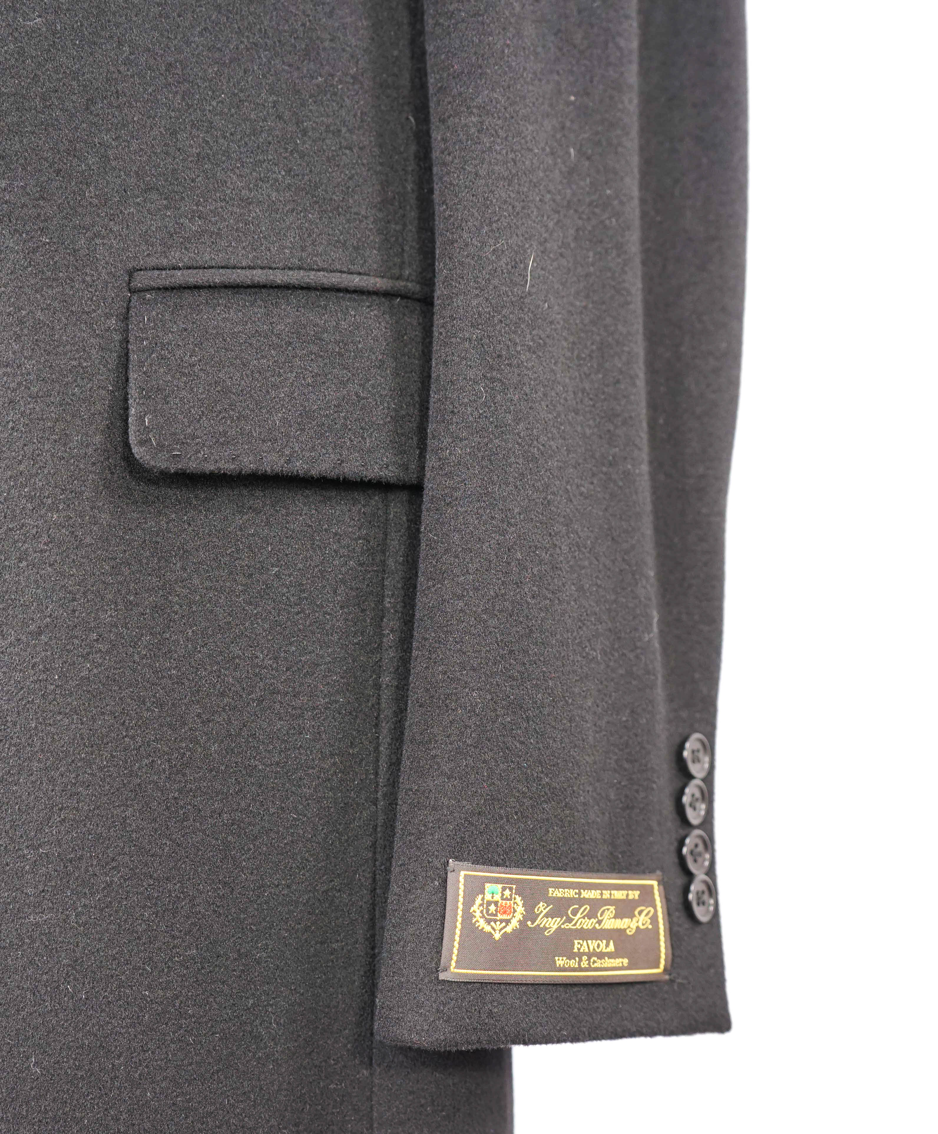 $1,295 LORO PIANA - SAKS FIFTH AVE "FAVOLA" Wool & Cashmere Classic Black Coat- 40R