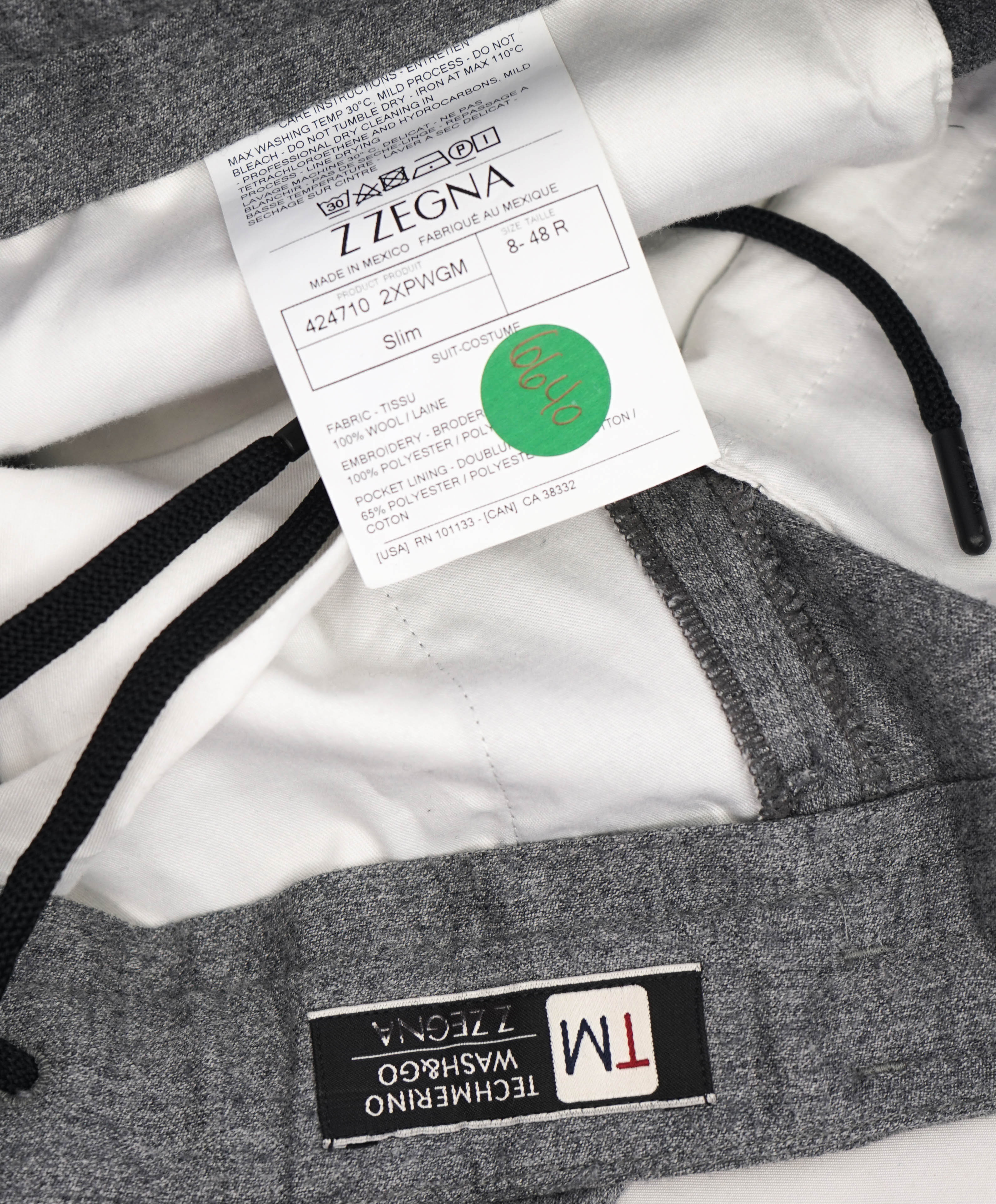 Z ZEGNA - "TechMerino Wash&Go" Drawstring Flat Front Dress Pants - 33W