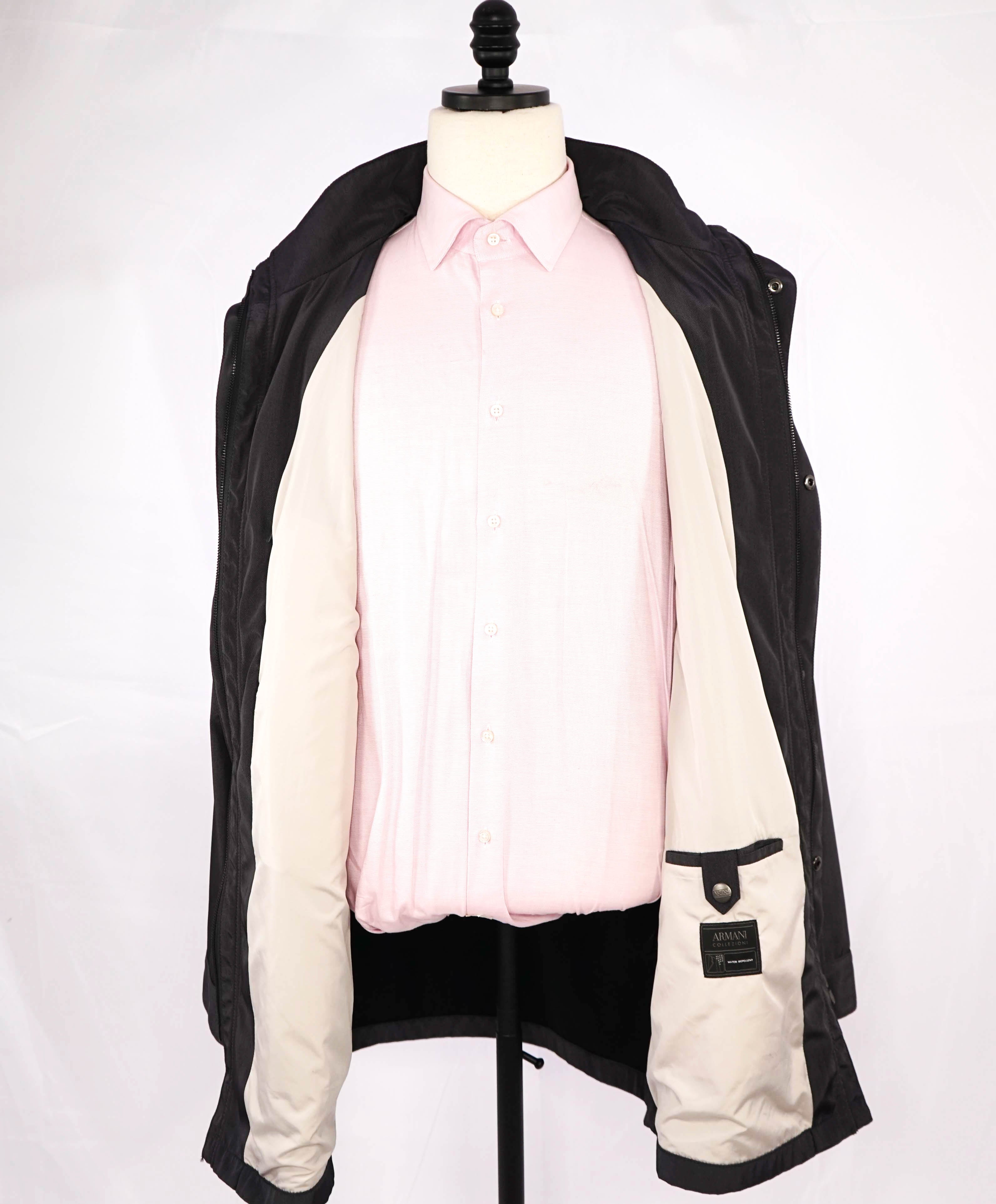 $1,195 ARMANI COLLEZIONI - "Water Repellent" Gray HOOD Jacket Coat - 44 US