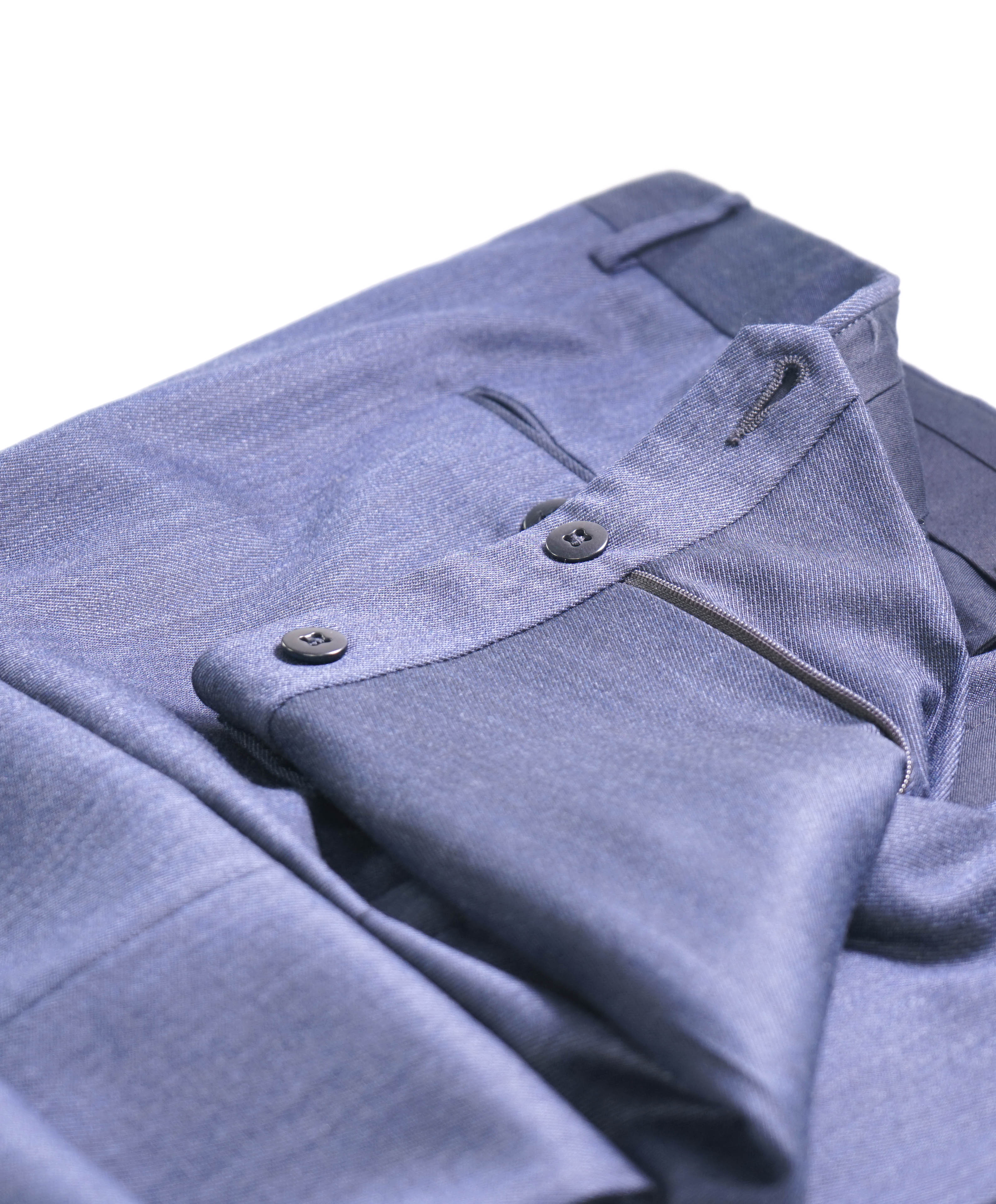 $795 ERMENEGILDO ZEGNA - Blue SILK “ACHILLFARM" Flat Front Trousers- 35W