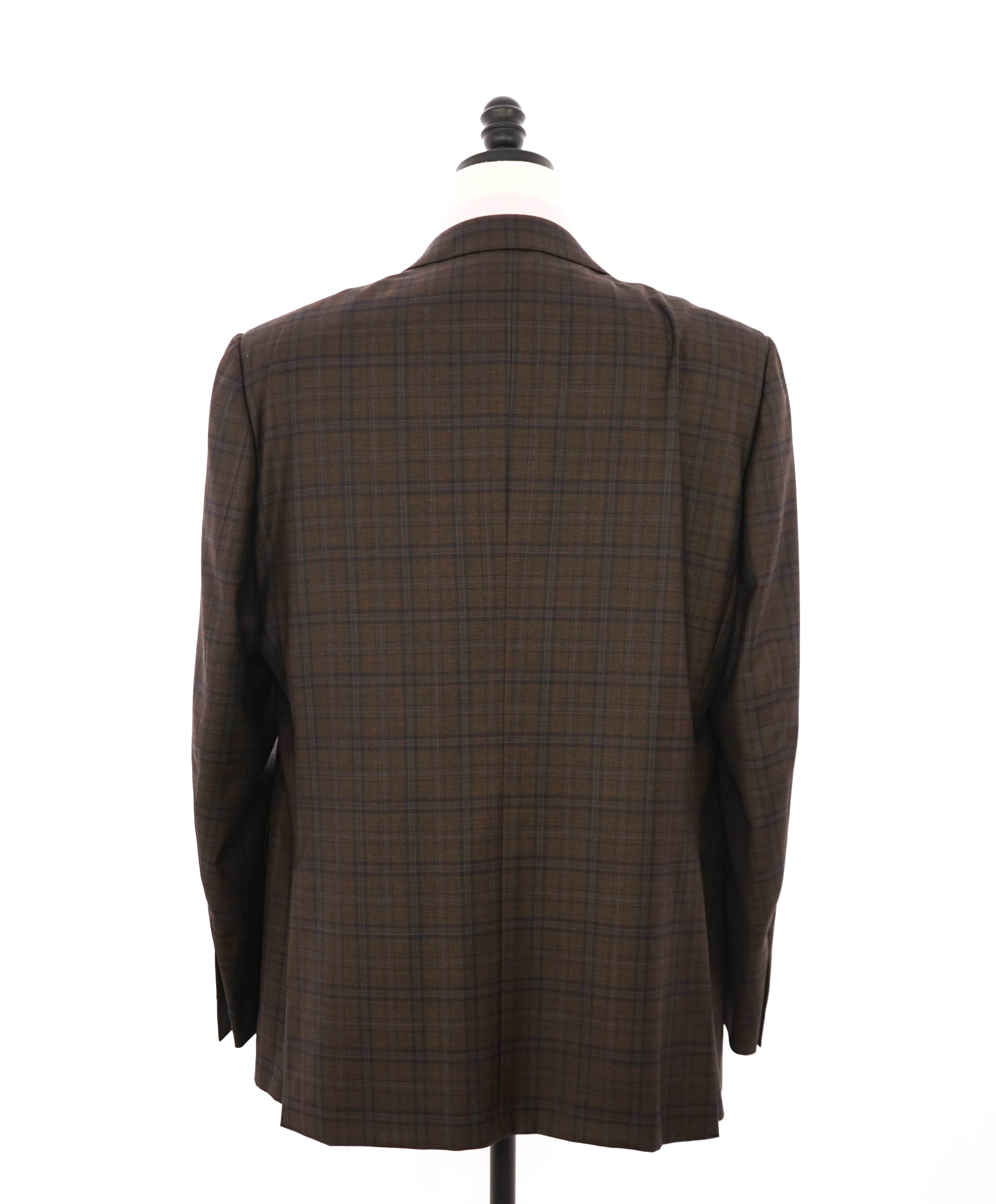$3,290 ERMENEGILDO ZEGNA- “LANA SUPERFINE” Brown/Blue Check Blazer- 46R