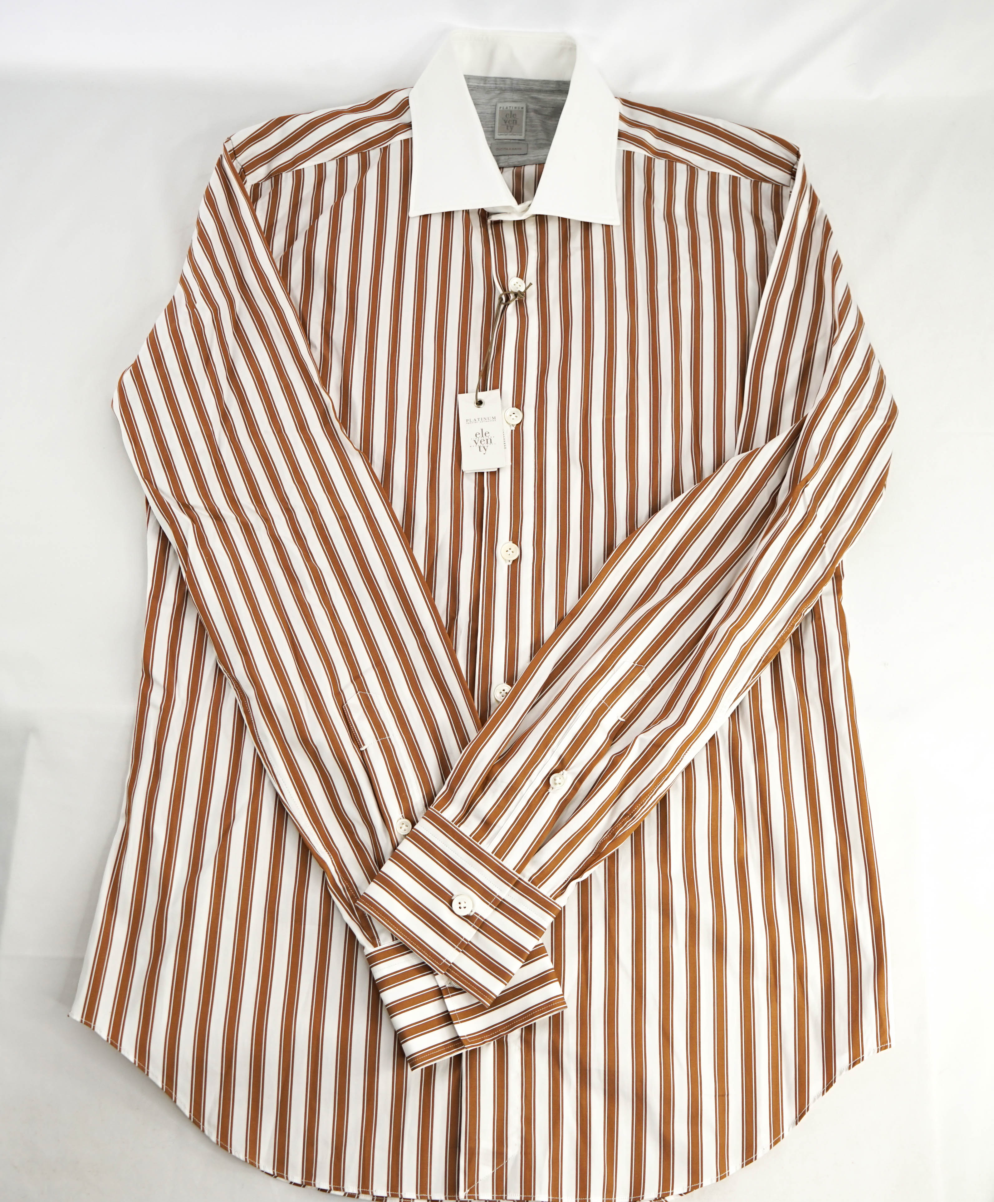 $395 ELEVENTY -*Wide Spread Contrast Collar* Button Dress Shirt - M