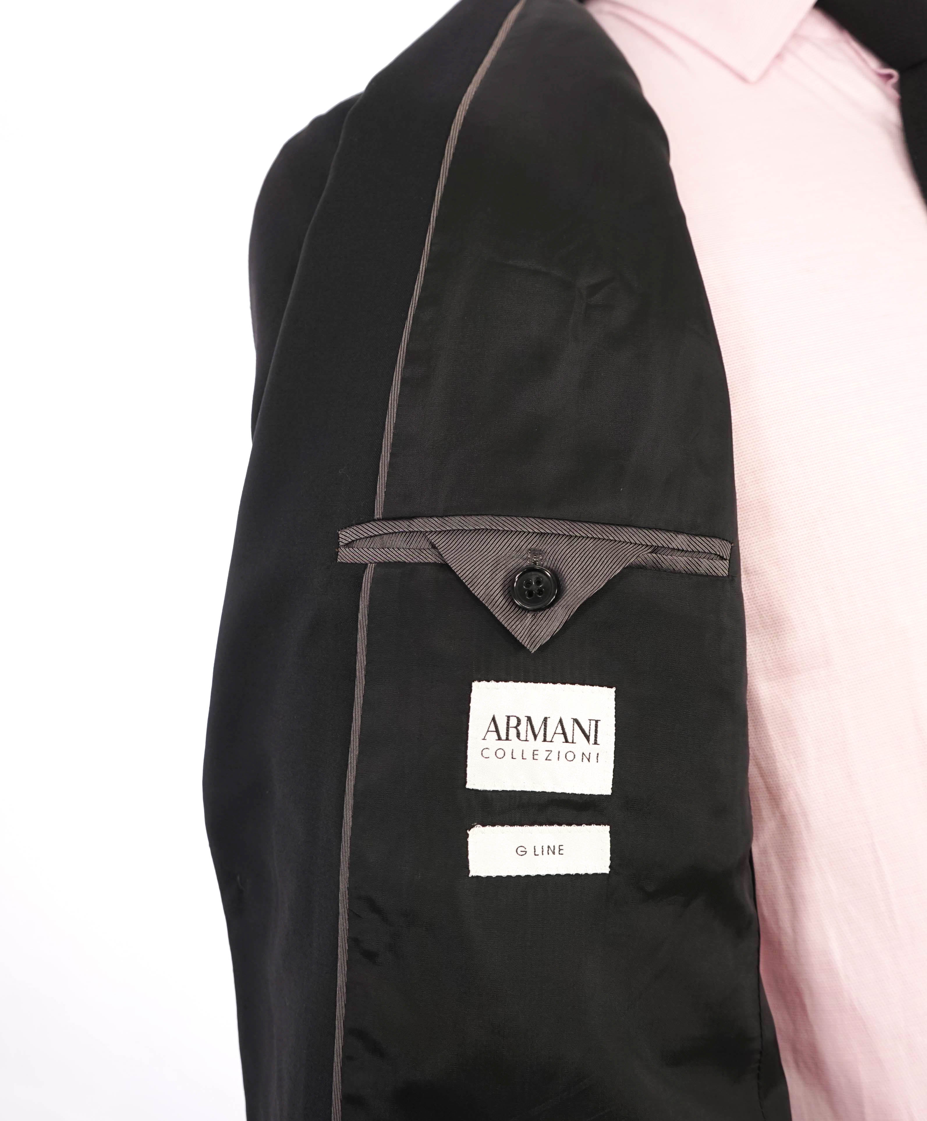 ARMANI COLLEZIONI - "G Line" Modern Solid Black Notch Lapel Suit - 38R