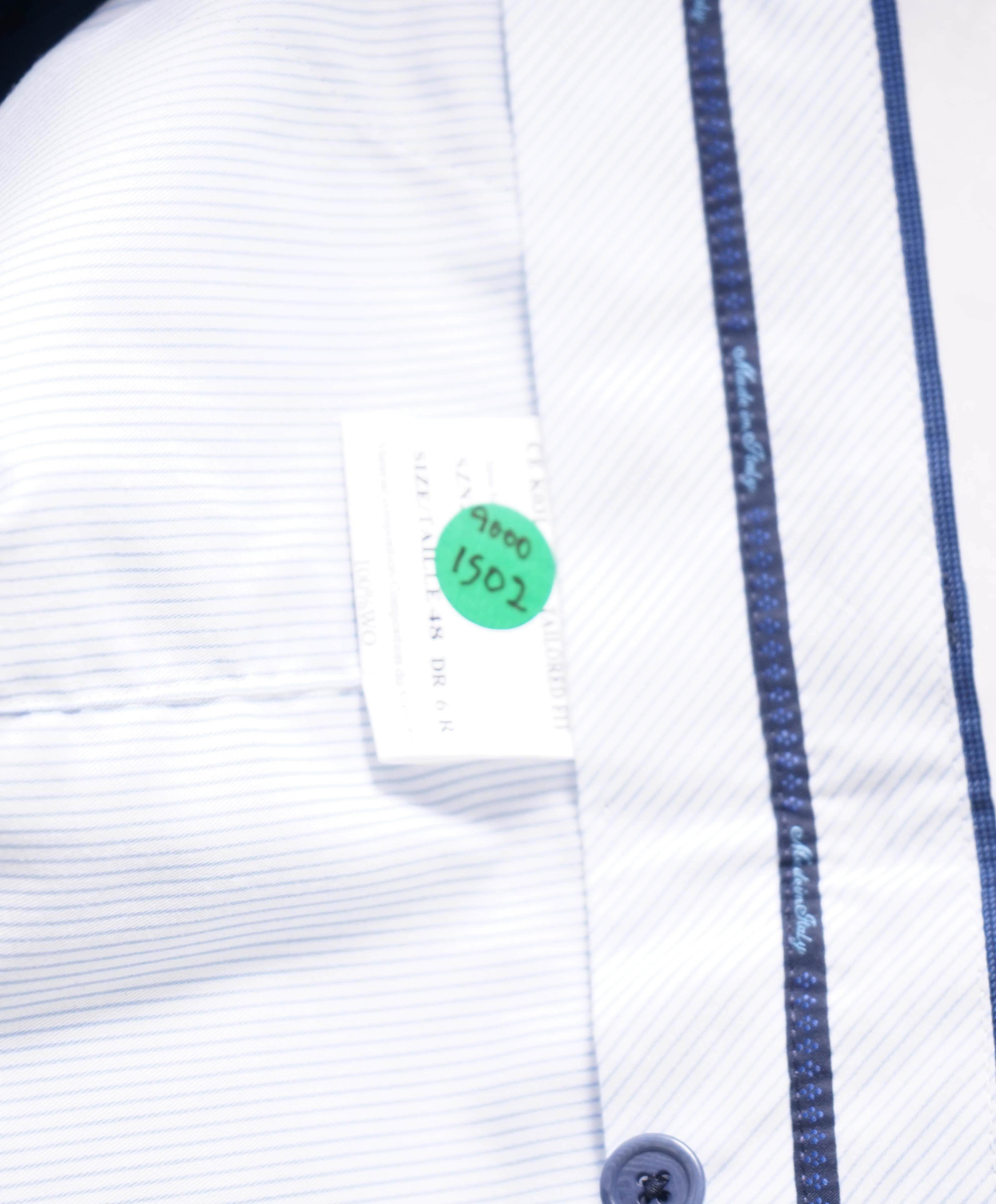 SAKS FIFTH AVE - Blue "TAILORED" WOOL MADE IN ITALY Flat Front Dress Pants - 42W