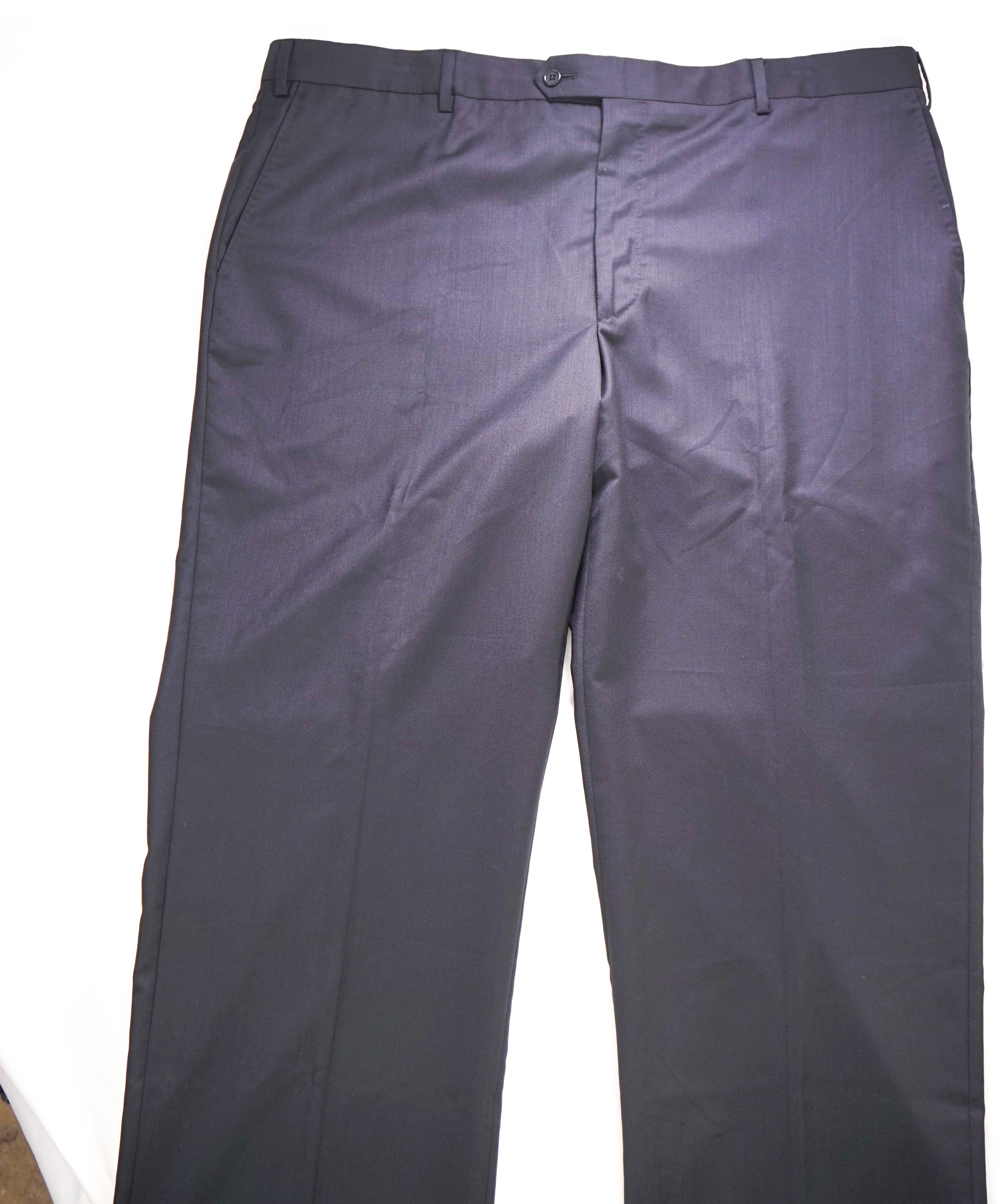 SAKS FIFTH AVE - Black "SLIM" Wool/Silk MADE IN ITALY Flat Front Dress Pants - 34W