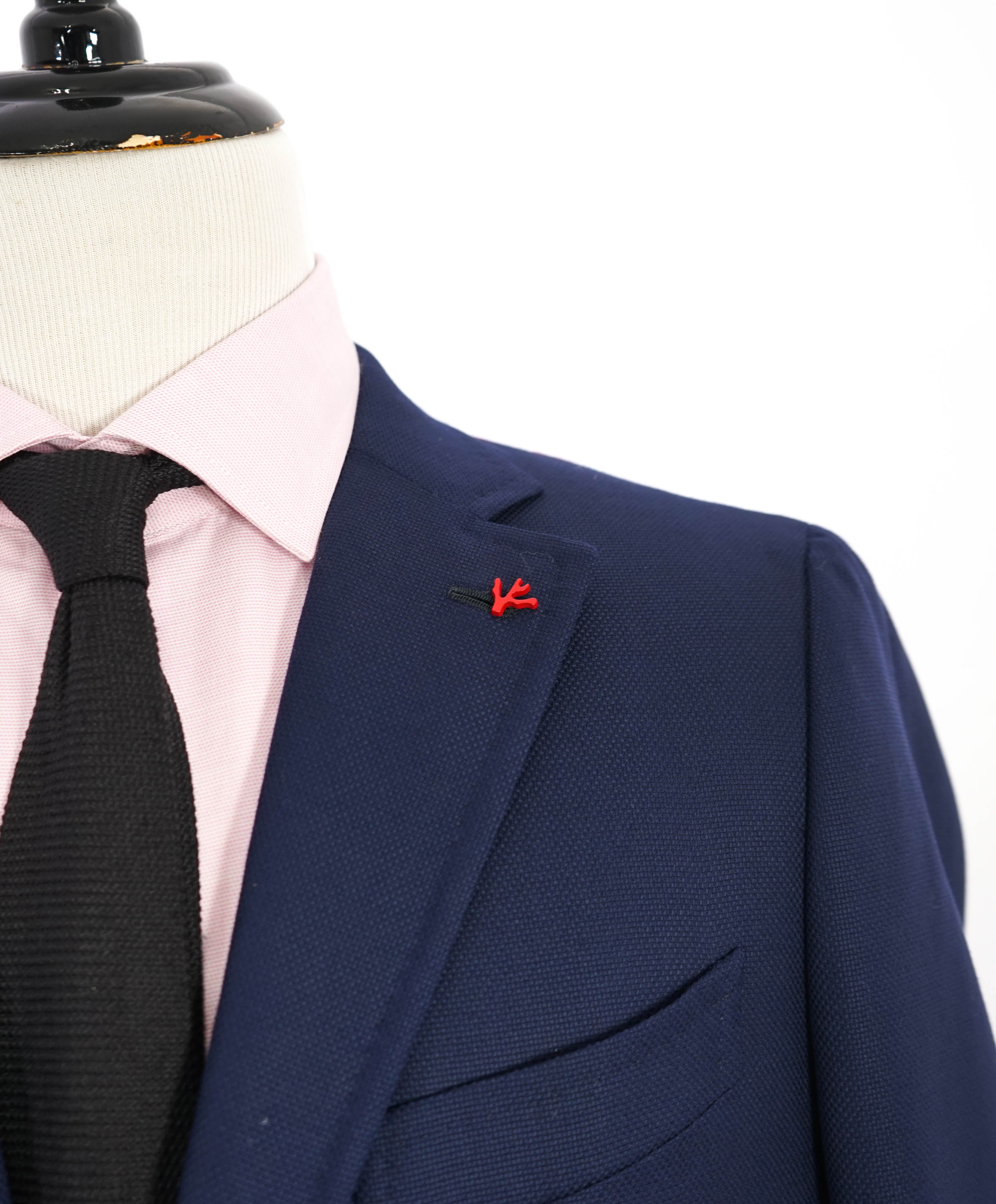 $3,295 ISAIA - "CORTINA" Navy Patch Pocket Textured Blazer - 42R