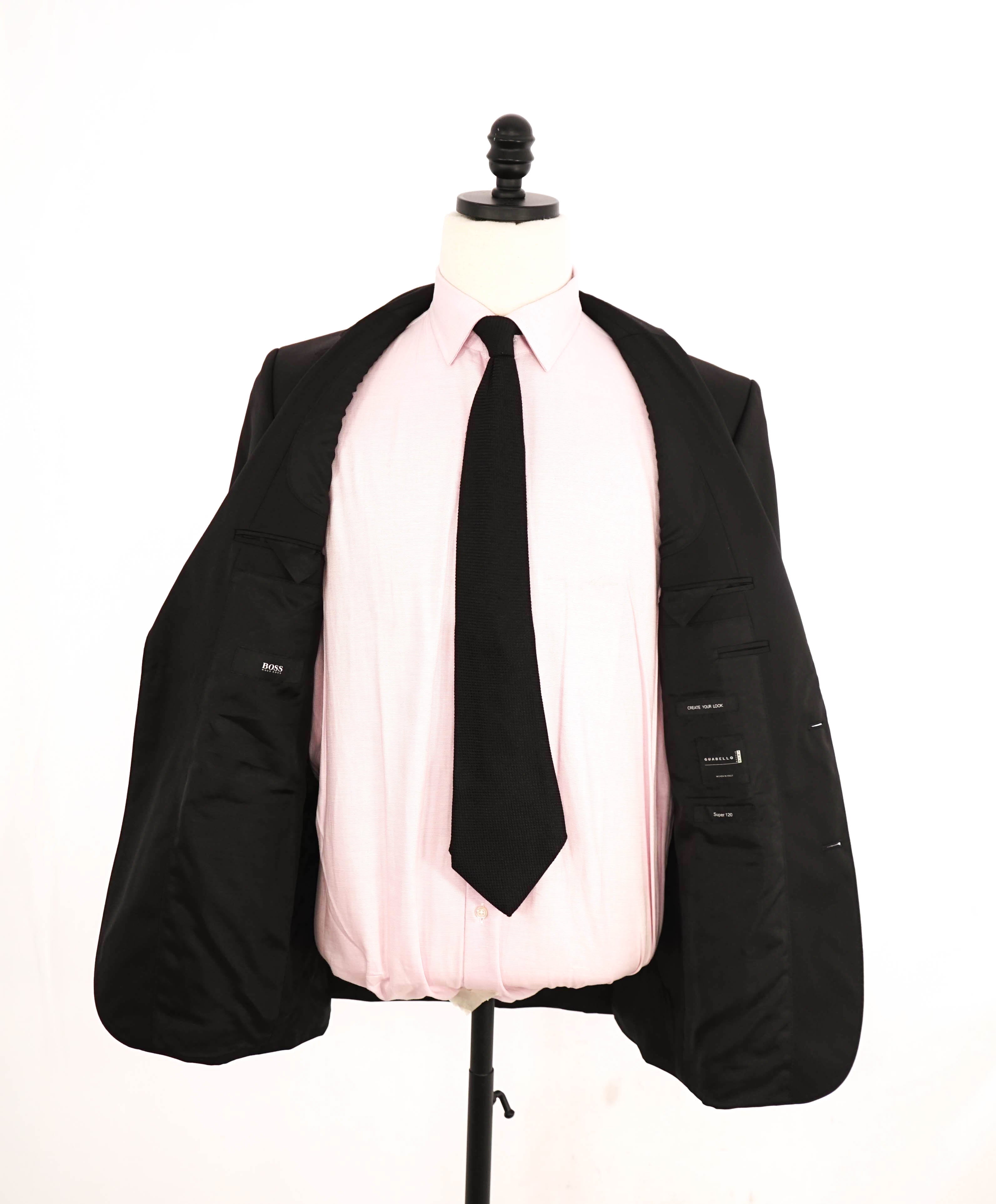 HUGO BOSS - "GUABELLO" Italian Fabric Solid Black SLIM Blazer 1-Pc - 38R
