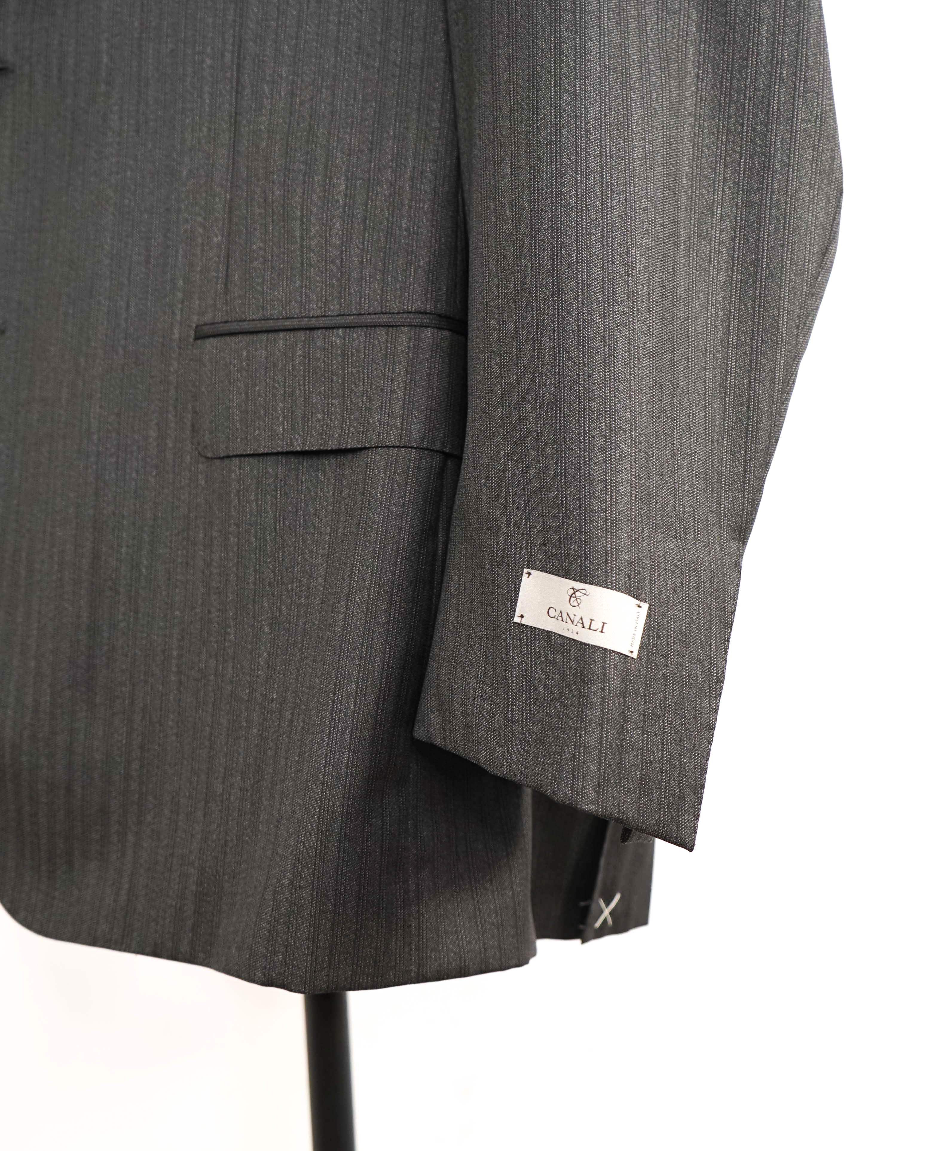 $1,895 CANALI - Medium Gray Tonal Stripe Double Vent Wool Blazer - 46R