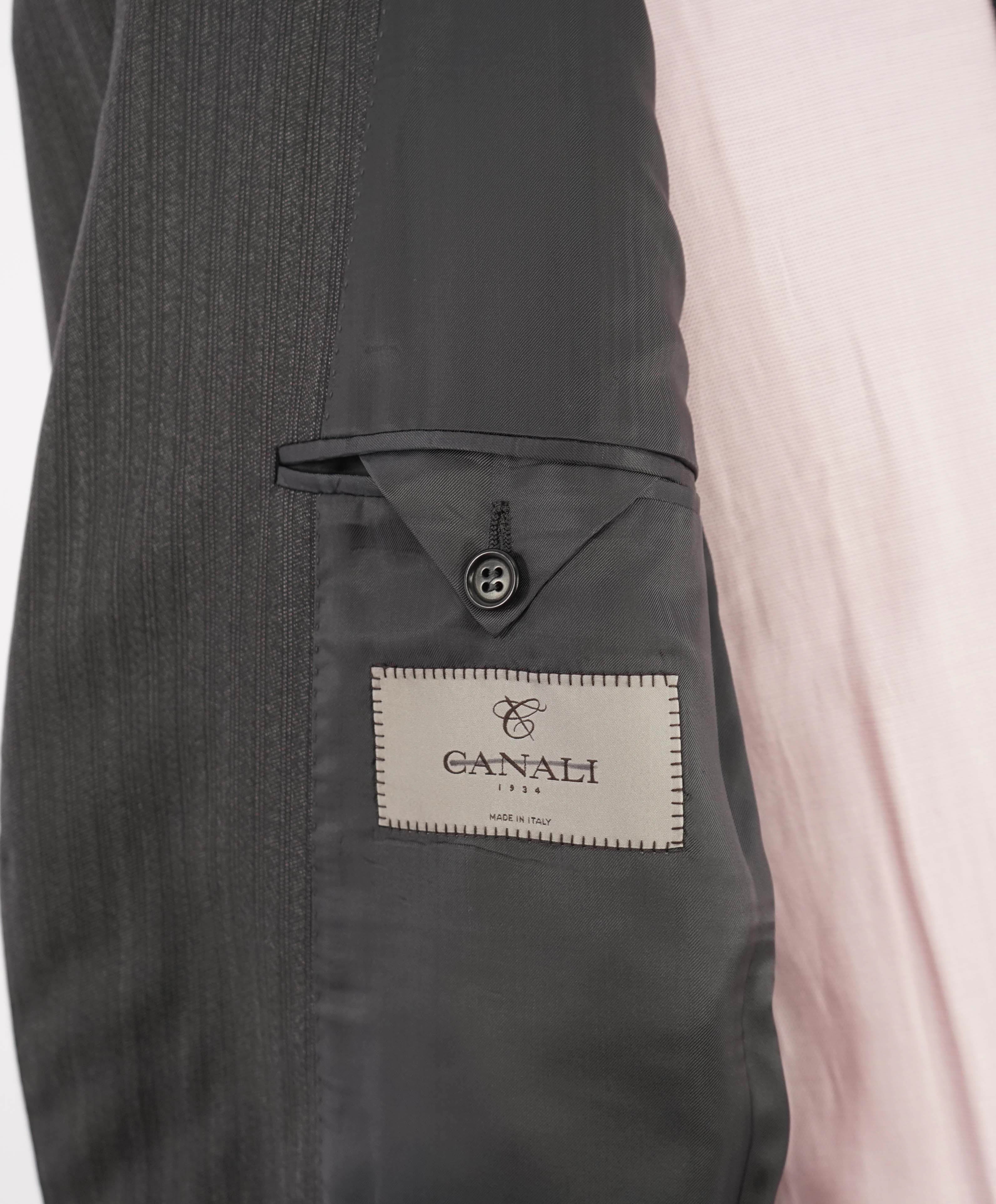 $1,895 CANALI - Medium Gray Tonal Stripe Double Vent Wool Blazer - 46R