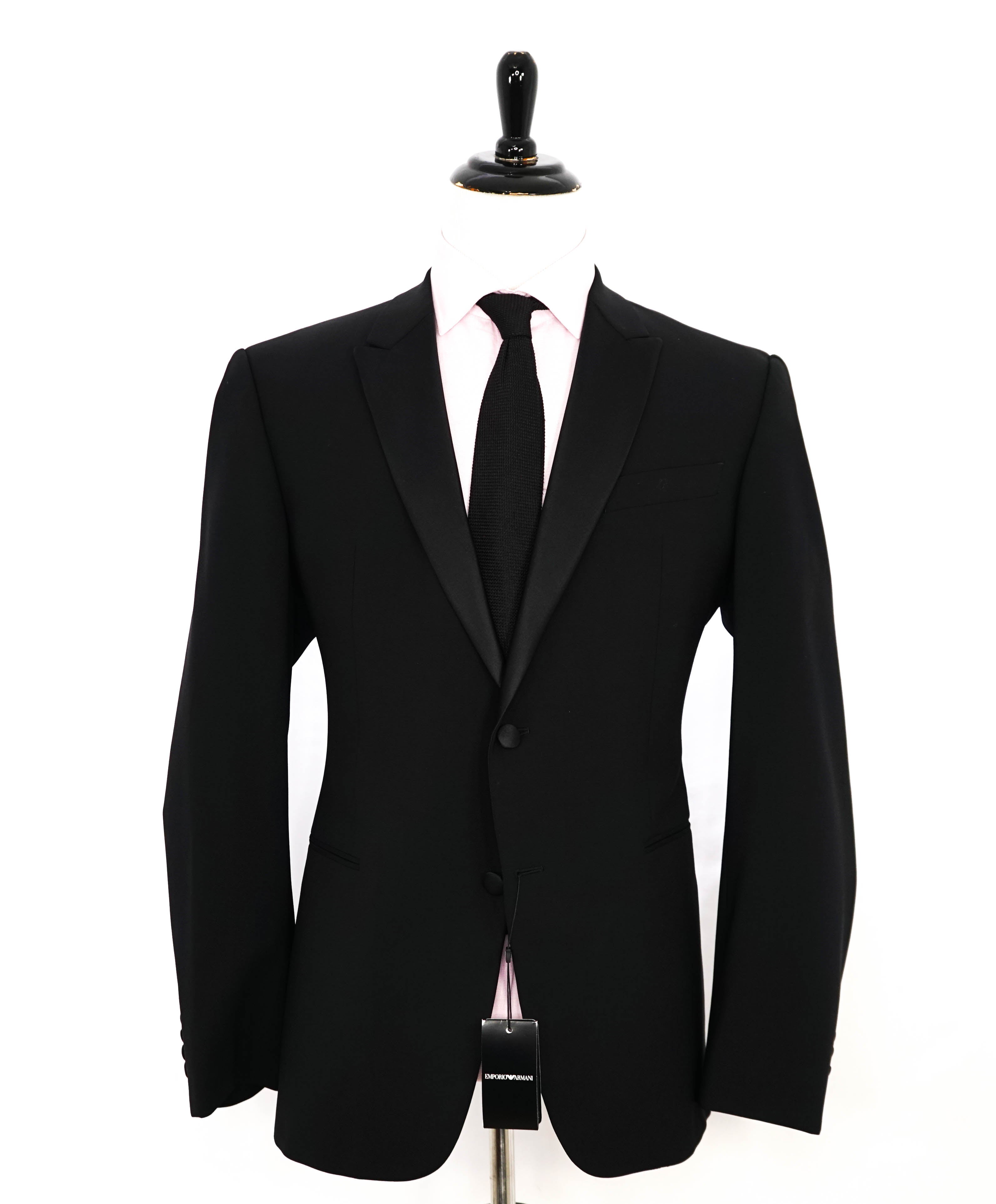 $1,995 EMPORIO ARMANI - “M LINE” 1-Btn Peak Lapel Tuxedo Suit - 44L