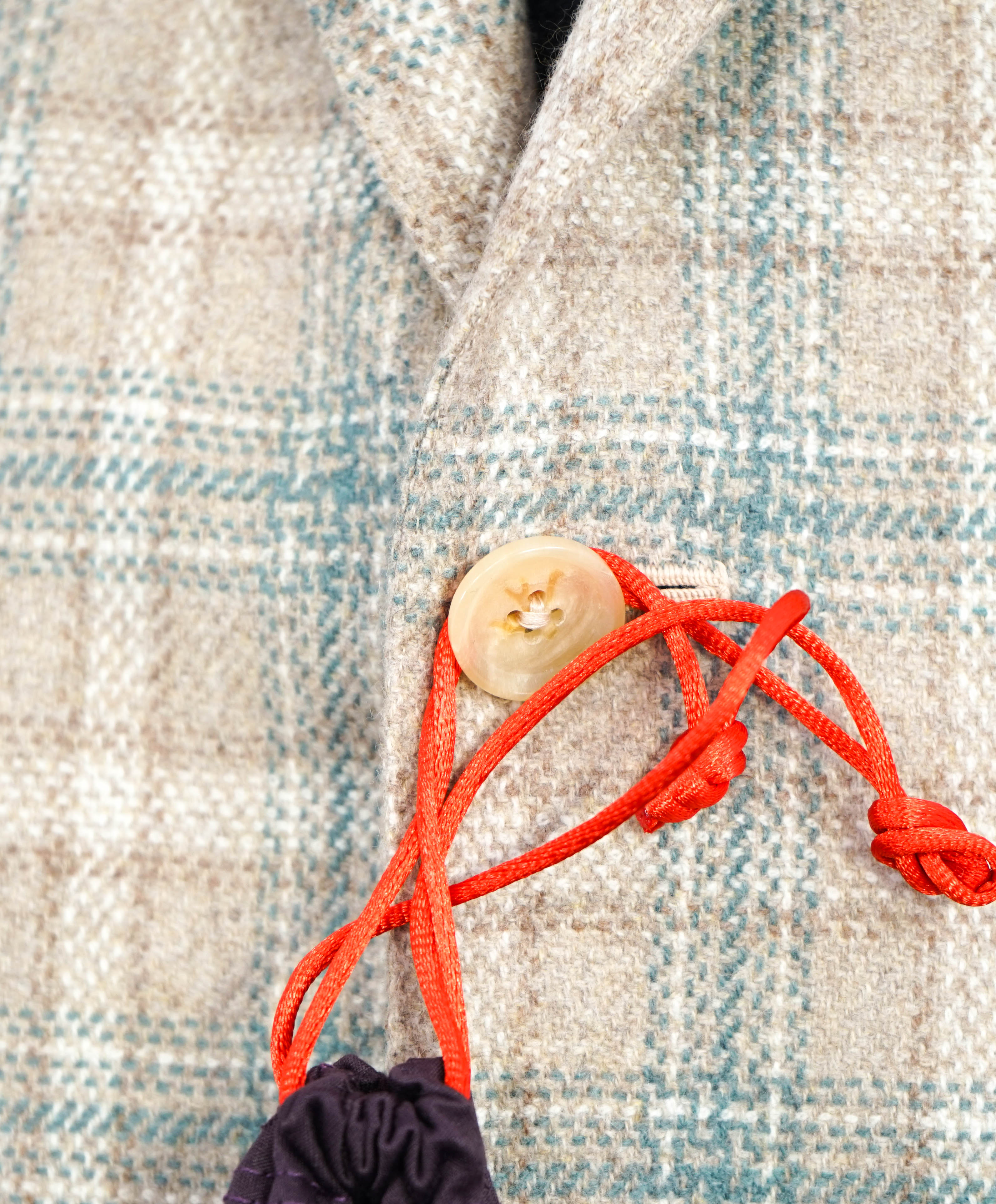 $4,995 ISAIA - 98% CASHMERE Neutral Beige Plaid Logo Blazer - 44R