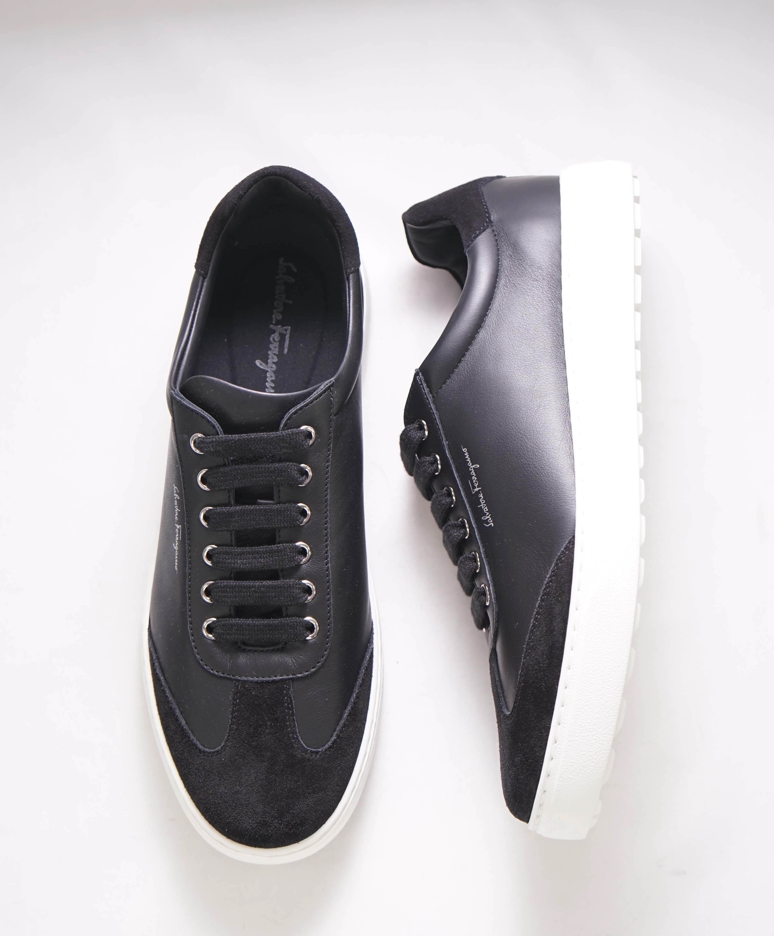 $695 SALVATORE FERRAGAMO - *PADEL* White/Black Gancini Sneaker - 9 M US